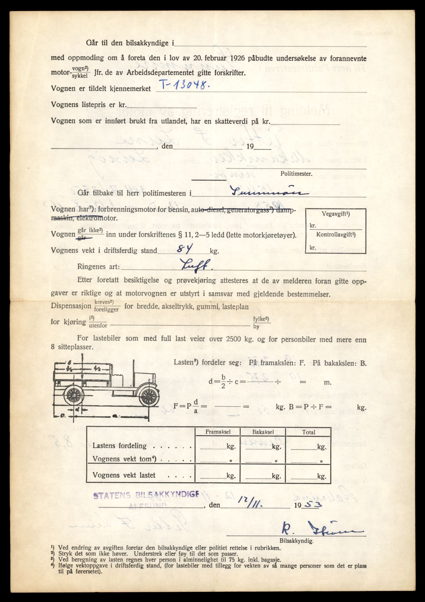 Møre og Romsdal vegkontor - Ålesund trafikkstasjon, AV/SAT-A-4099/F/Fe/L0037: Registreringskort for kjøretøy T 13031 - T 13179, 1927-1998, s. 416