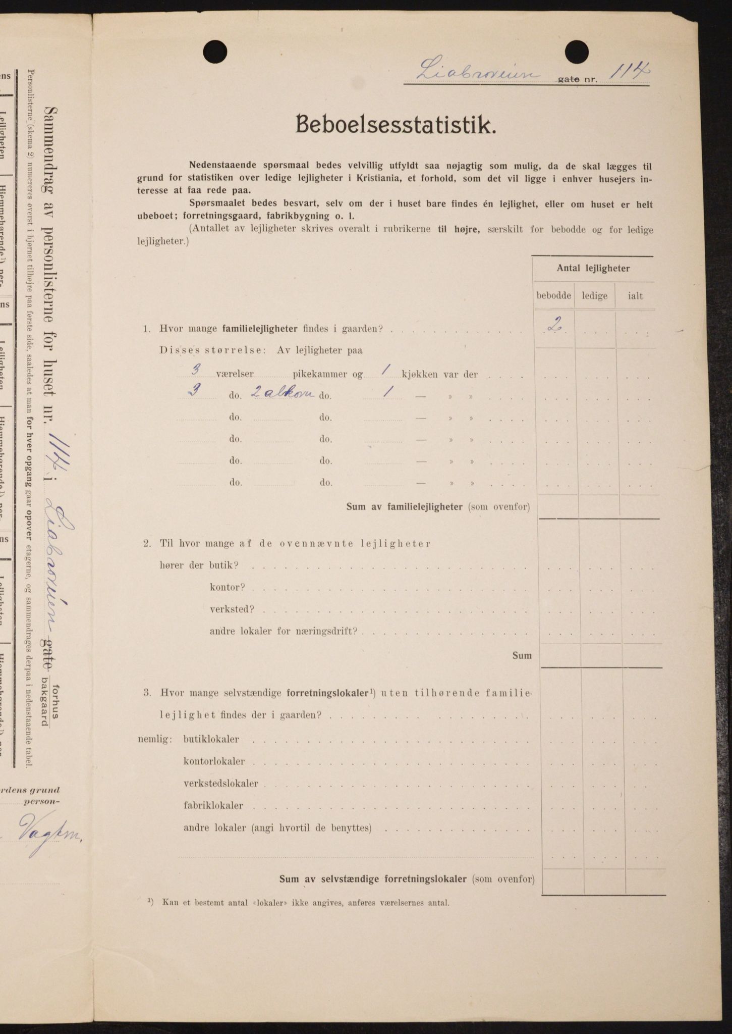 OBA, Kommunal folketelling 1.2.1909 for Kristiania kjøpstad, 1909, s. 53057