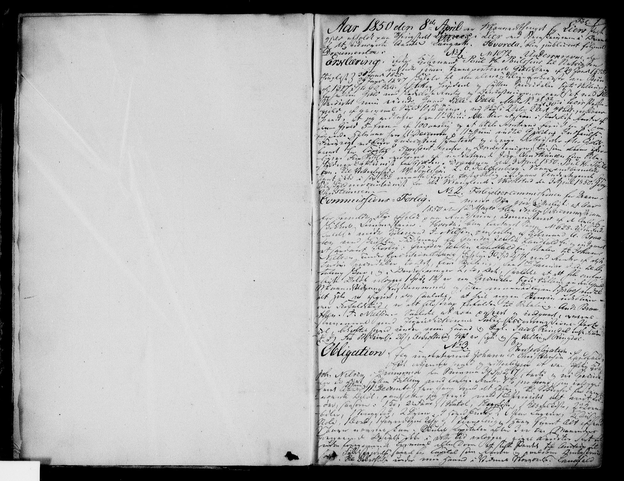 Lier, Røyken og Hurum sorenskriveri, SAKO/A-89/G/Ga/Gab/L0005: Pantebok nr. 5, 1850-1855, s. 1