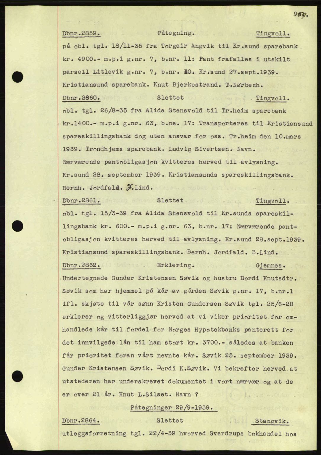 Nordmøre sorenskriveri, SAT/A-4132/1/2/2Ca: Pantebok nr. C80, 1936-1939, Dagboknr: 2859/1939