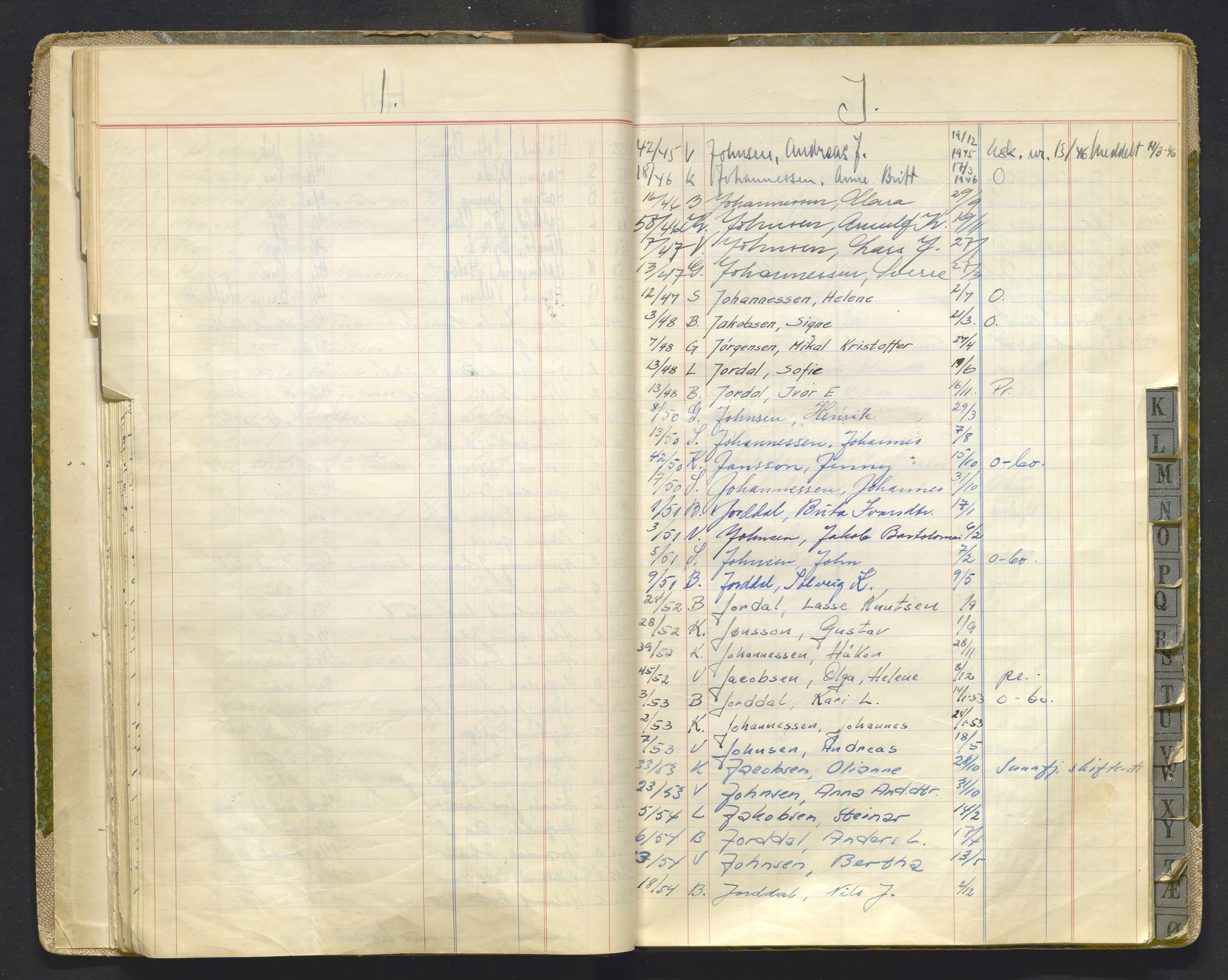 Ytre Sogn tingrett, AV/SAB-A-2601/1/H/Hh/L0002: Dødsfallsregister, 1946-1958