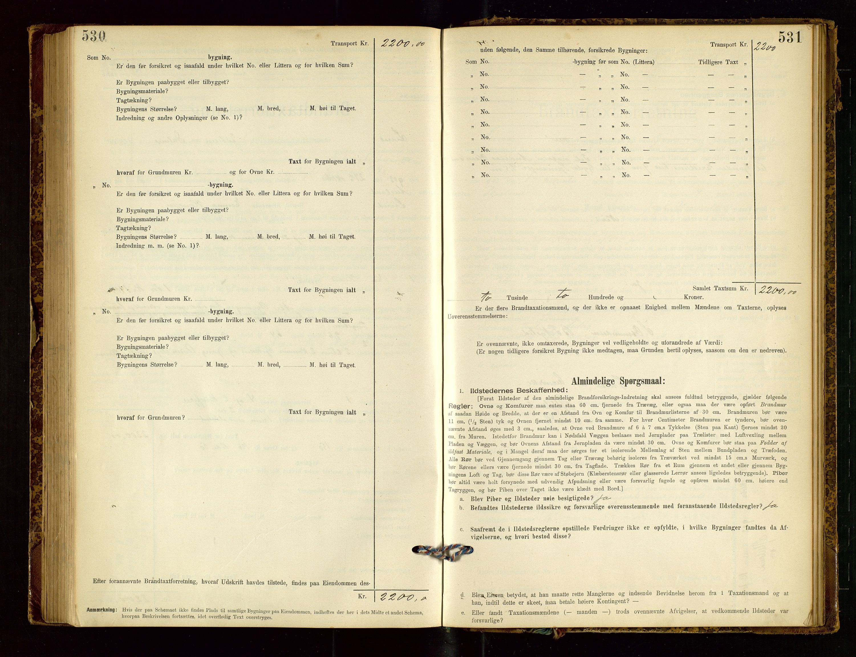 Lund lensmannskontor, SAST/A-100303/Gob/L0001: "Brandtakstprotokol", 1894-1907, s. 530-531