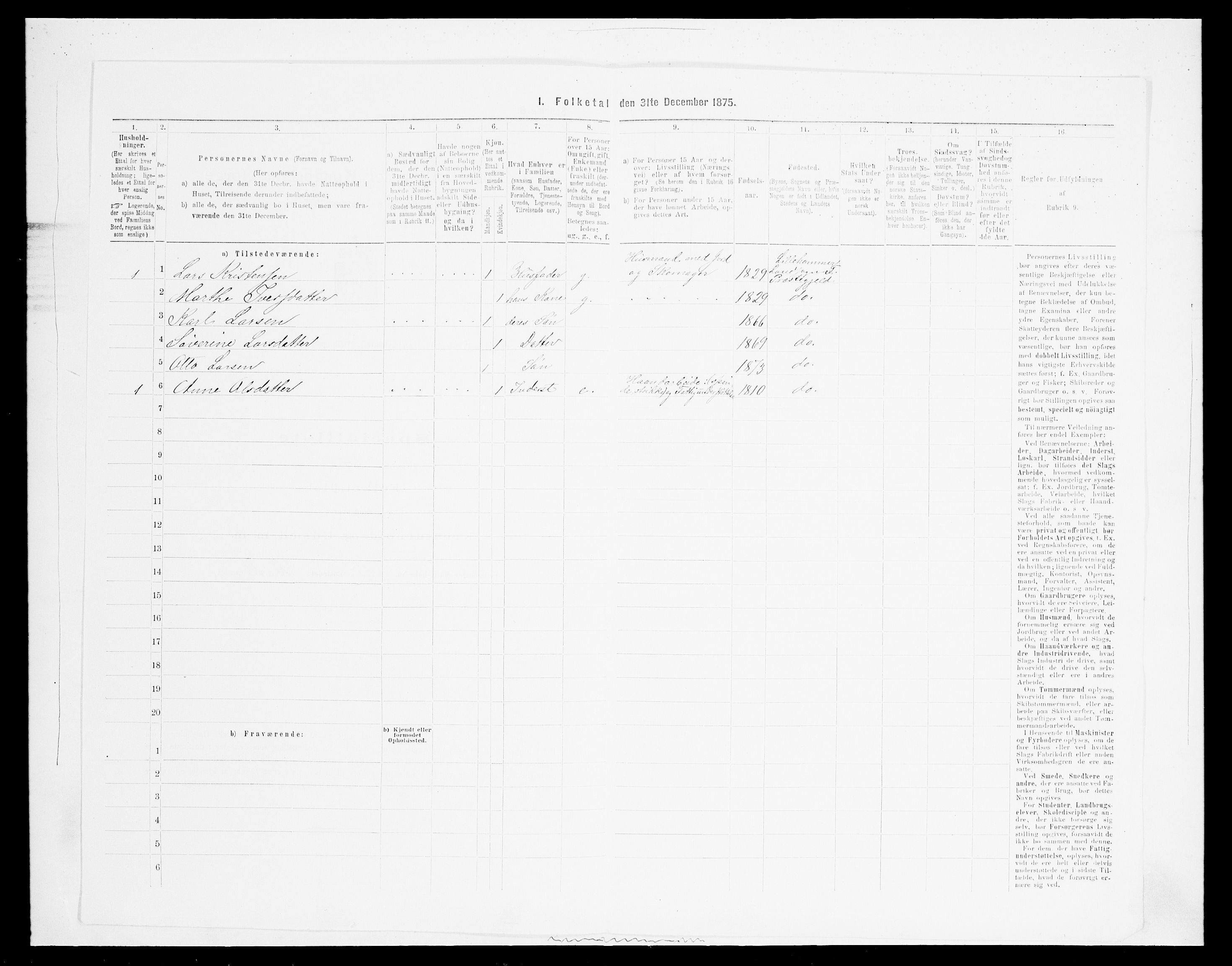 SAH, Folketelling 1875 for 0524L Fåberg prestegjeld, Fåberg sokn og Lillehammer landsokn, 1875, s. 587