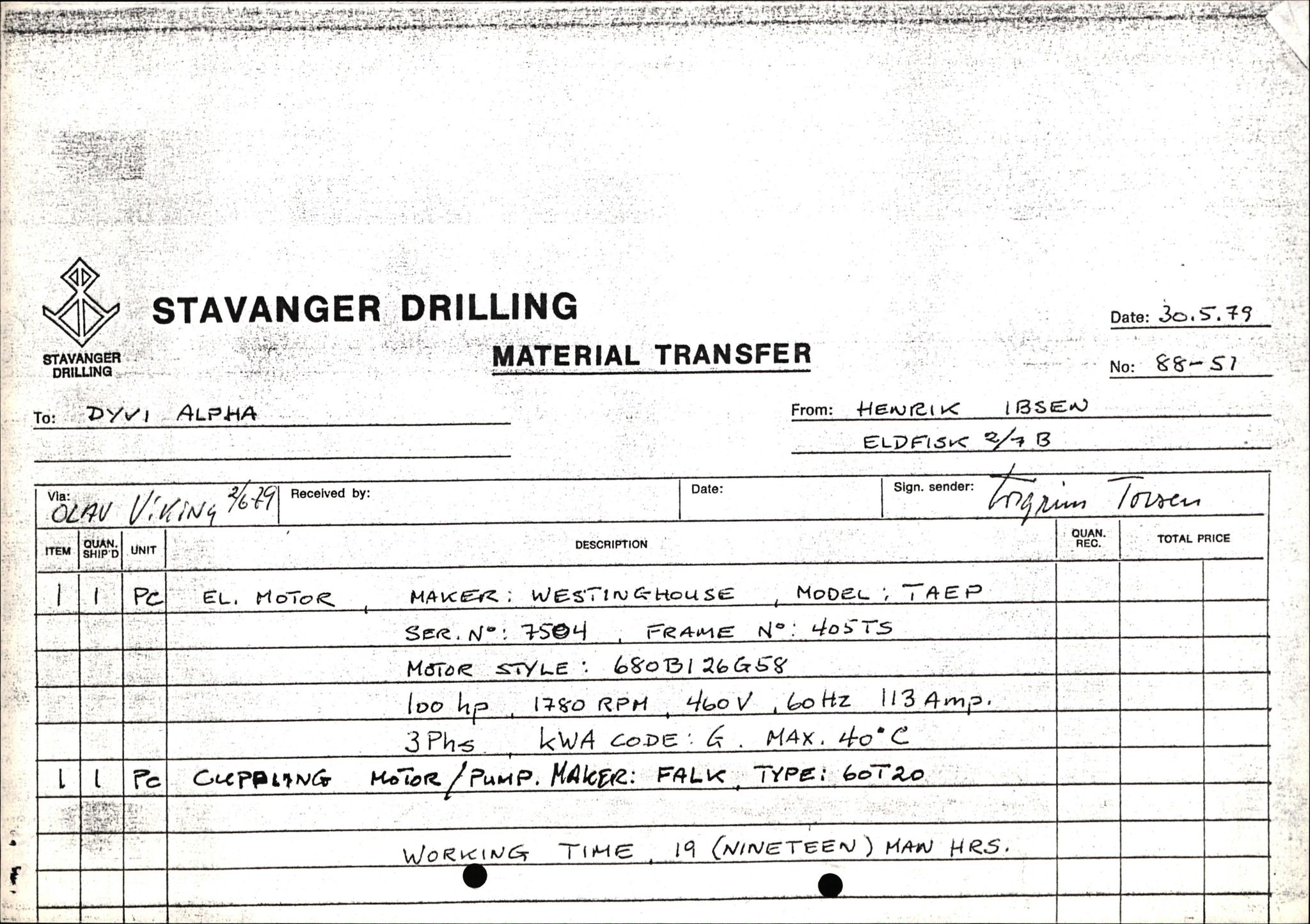 Pa 1503 - Stavanger Drilling AS, SAST/A-101906/2/E/Ea/Eaa/L0002: Korrespondanse, 1974-1981