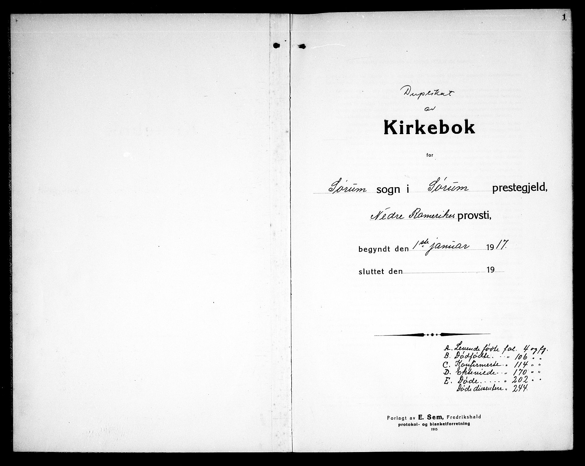 Sørum prestekontor Kirkebøker, SAO/A-10303/G/Ga/L0008: Klokkerbok nr. I 8, 1917-1934
