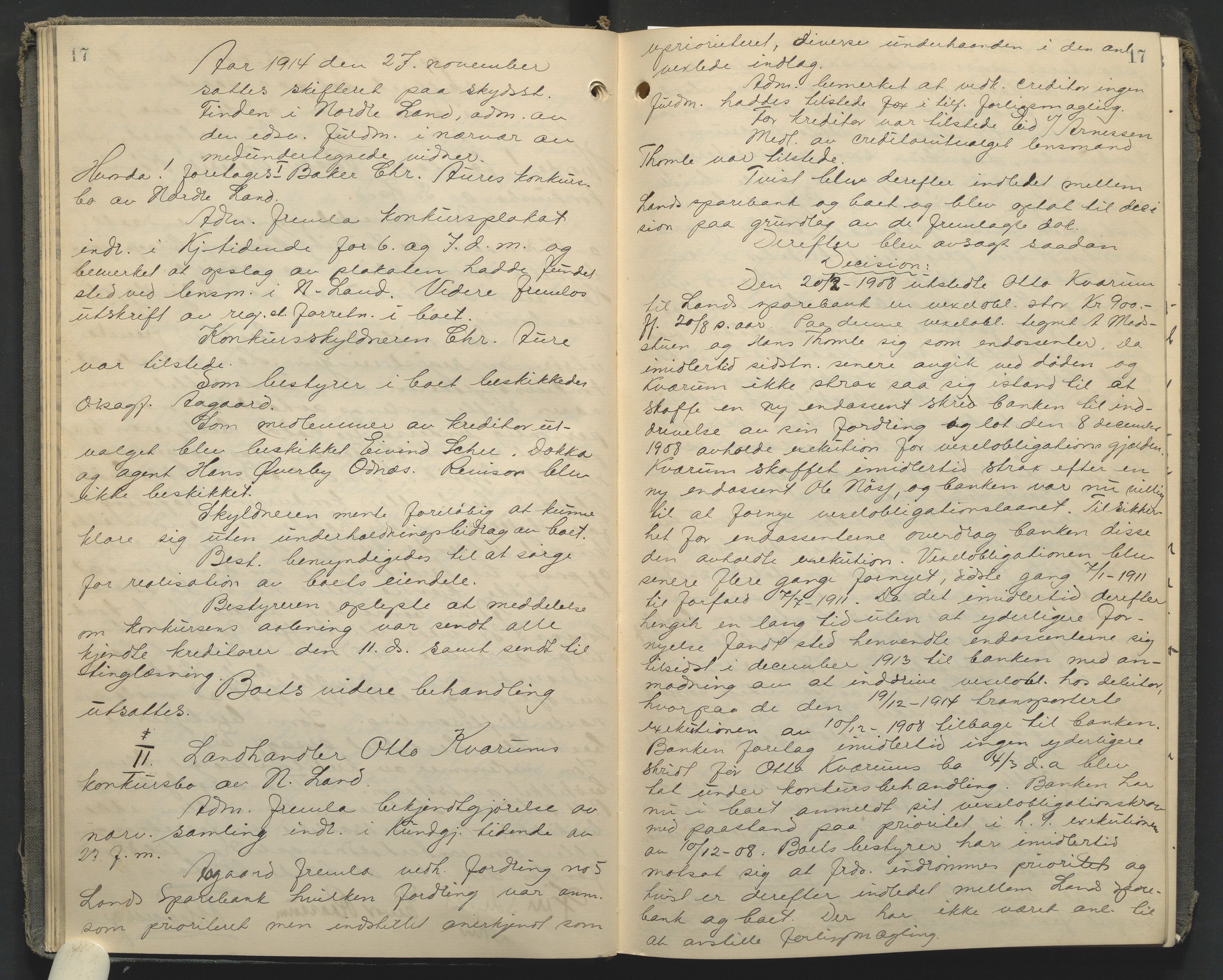 Hadeland og Land tingrett, AV/SAH-TING-010/J/Jc/L0010: Skifteforhandlingsprotokoll, 1914-1920, s. 17