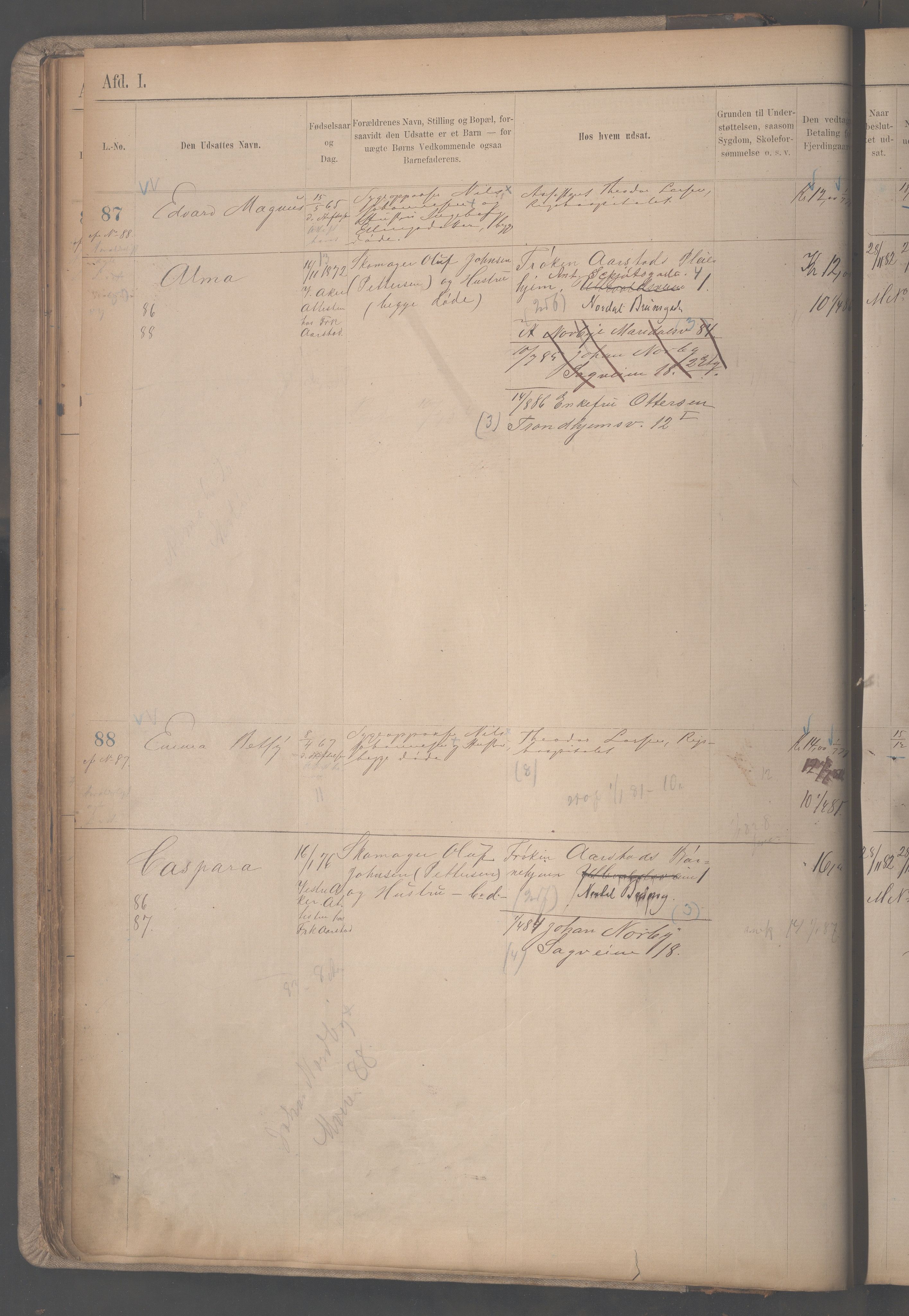 Fattigvesenet, OBA/A-20045/H/Hb/L0002: Manntallsprotokoll. Mnr. 1-665, 1879-1887, s. 35a