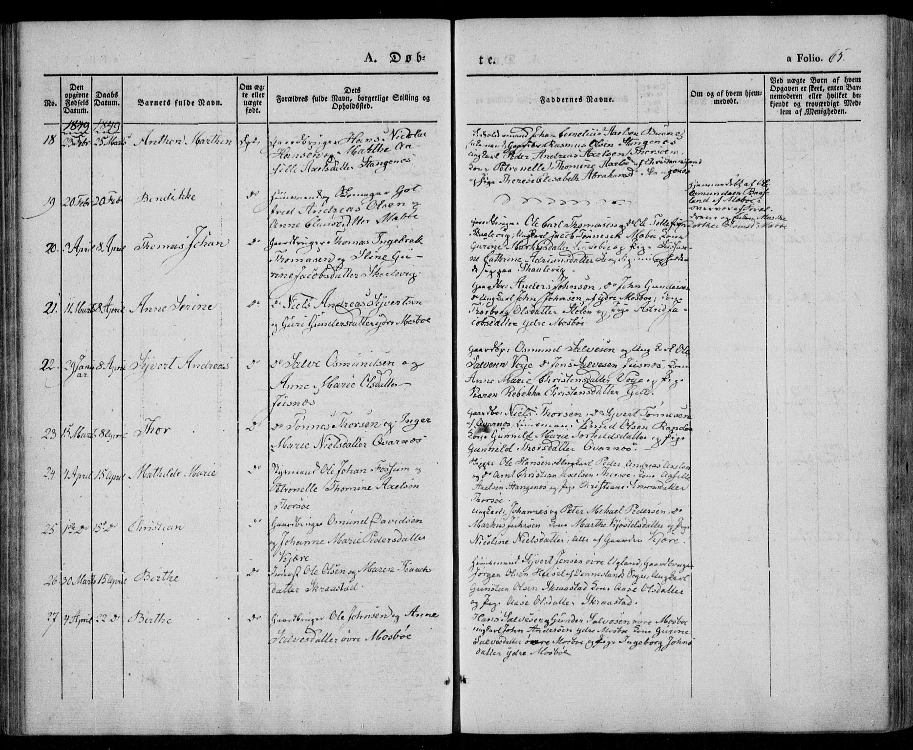 Oddernes sokneprestkontor, AV/SAK-1111-0033/F/Fa/Faa/L0006: Ministerialbok nr. A 6, 1838-1851, s. 65