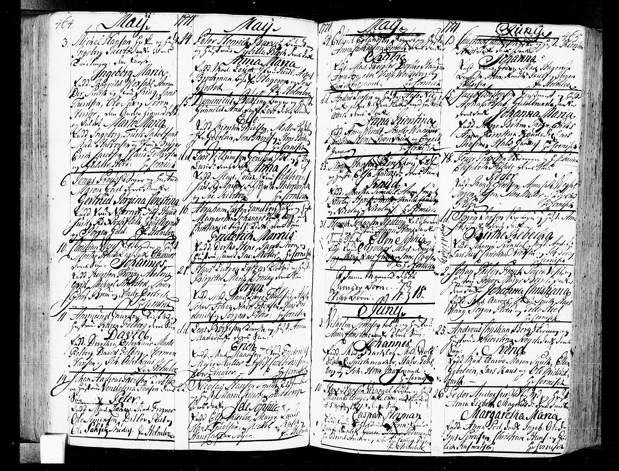 Oslo domkirke Kirkebøker, SAO/A-10752/F/Fa/L0004: Ministerialbok nr. 4, 1743-1786, s. 464-465