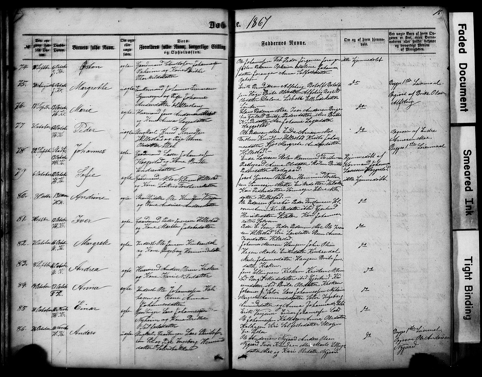 Hafslo sokneprestembete, AV/SAB-A-80301/H/Hab/Haba/L0001: Klokkerbok nr. A 1, 1866-1908, s. 15