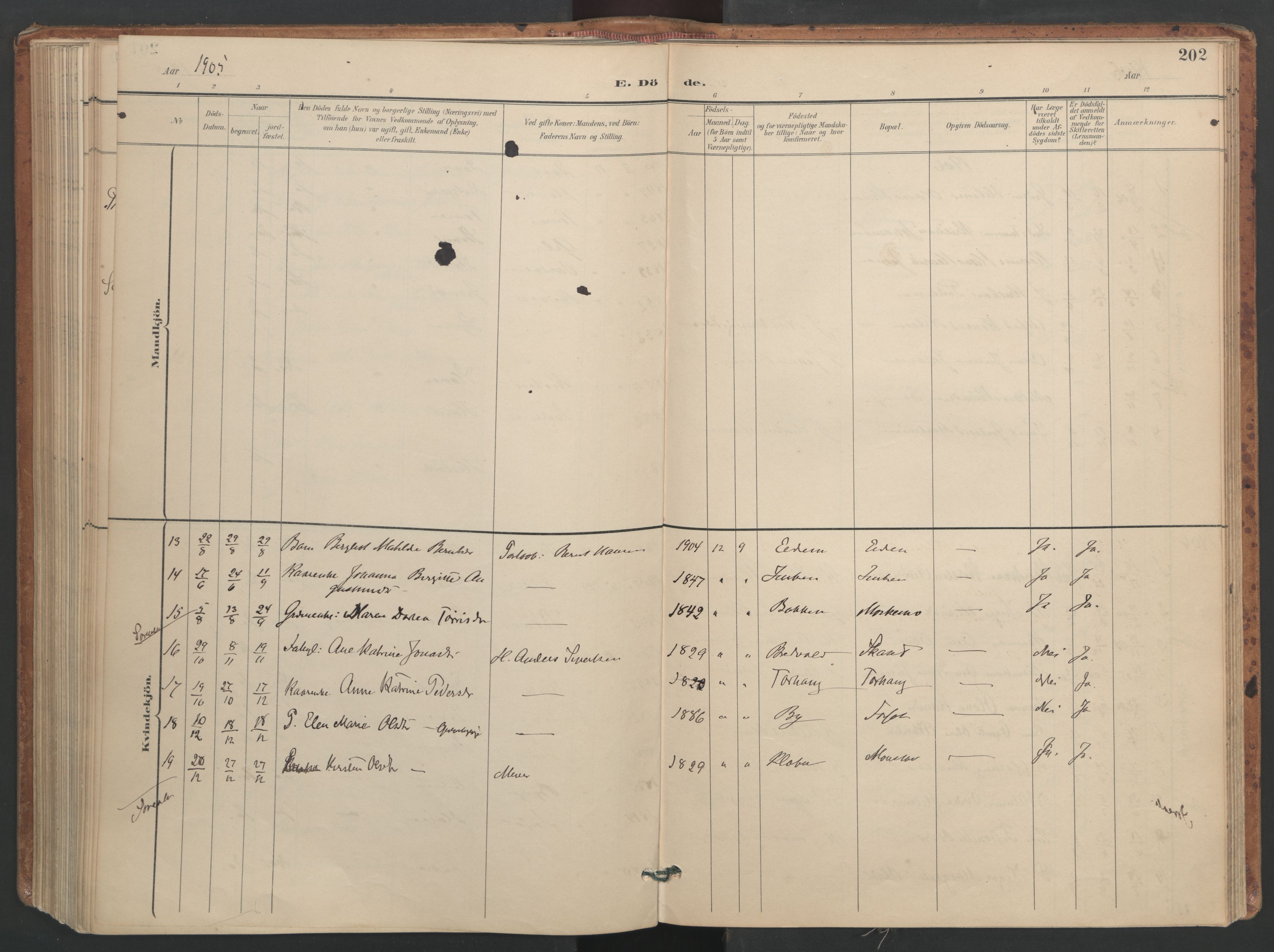 Ministerialprotokoller, klokkerbøker og fødselsregistre - Sør-Trøndelag, SAT/A-1456/655/L0681: Ministerialbok nr. 655A10, 1895-1907, s. 202
