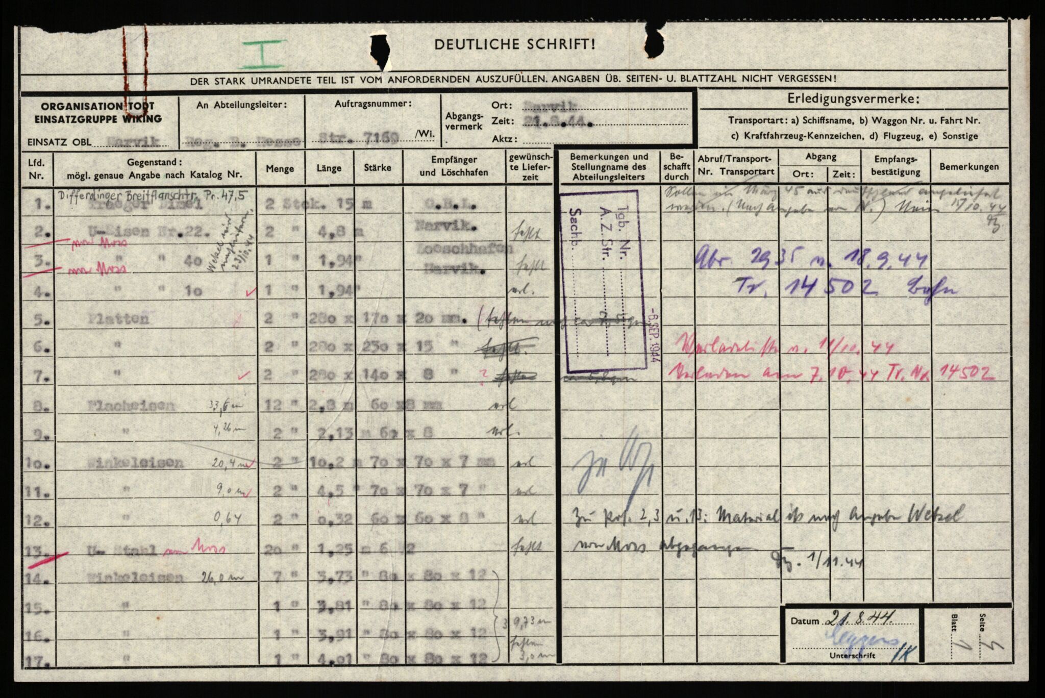 Tyske arkiver, Organisation Todt (OT), Einsatzgruppe Wiking, AV/RA-RAFA-2188/1/E/E2/E2d/L0023: Fähren und Anlegen, 1942-1944, s. 43