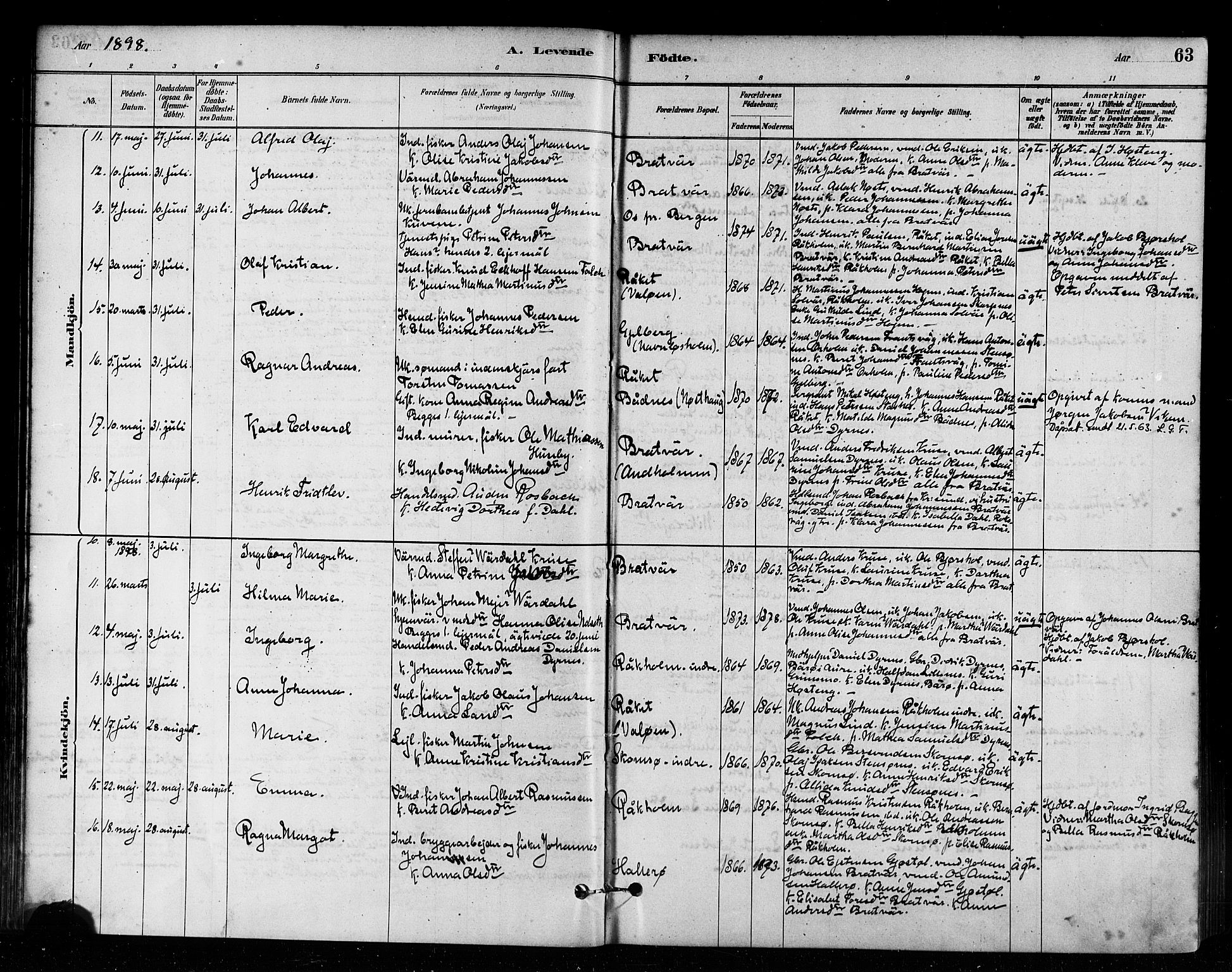 Ministerialprotokoller, klokkerbøker og fødselsregistre - Møre og Romsdal, AV/SAT-A-1454/582/L0947: Ministerialbok nr. 582A01, 1880-1900, s. 63