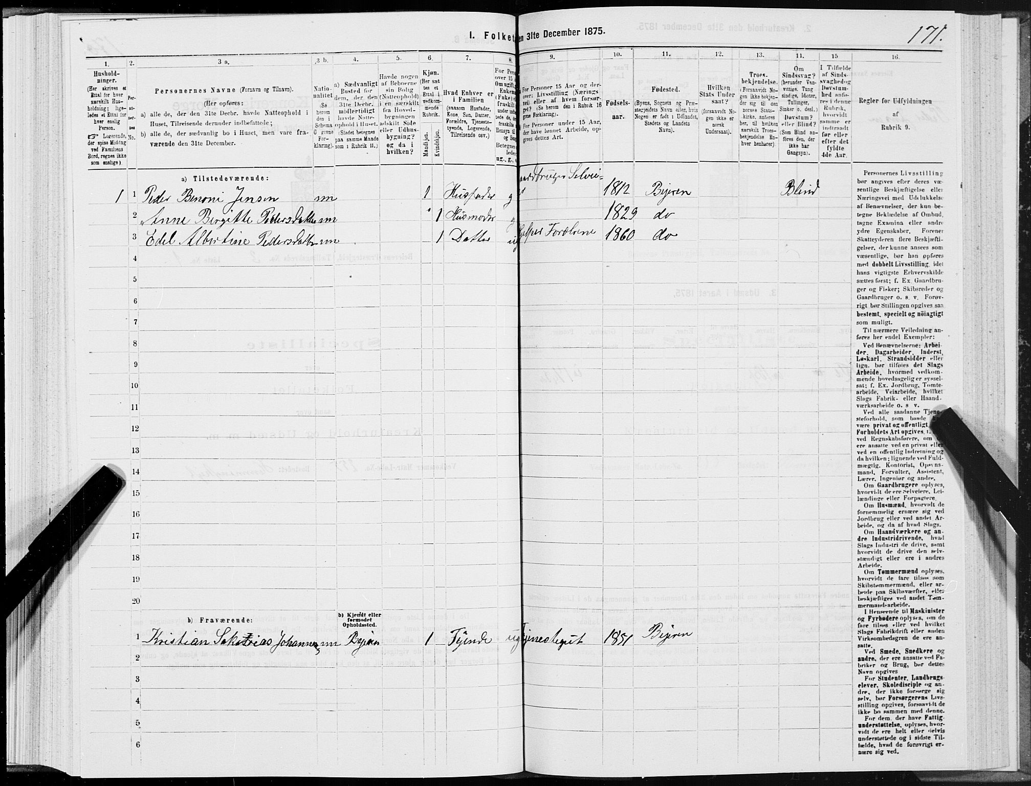 SAT, Folketelling 1875 for 1839P Beiarn prestegjeld, 1875, s. 2171