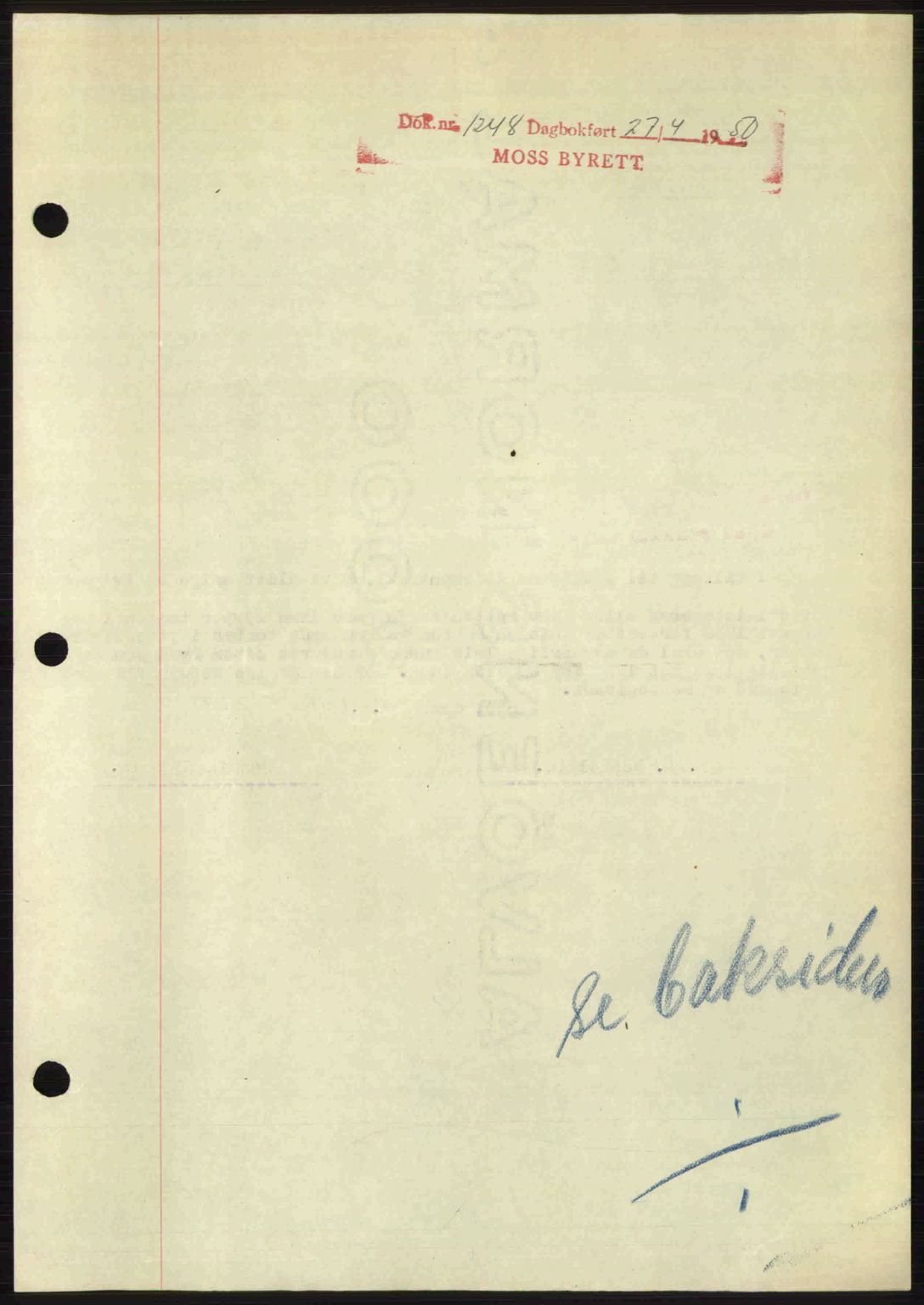 Moss sorenskriveri, AV/SAO-A-10168: Pantebok nr. A26, 1950-1950, Dagboknr: 1248/1950