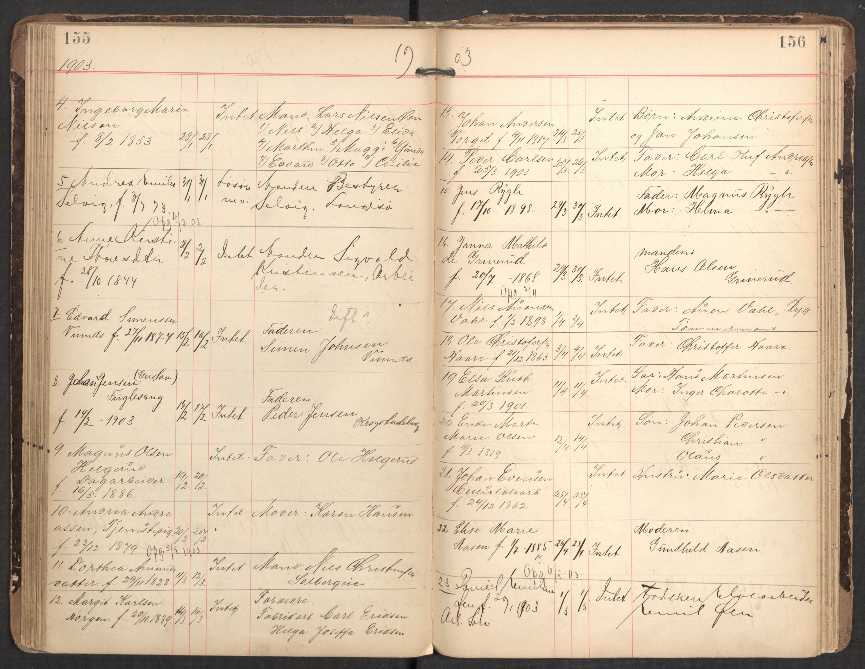 Nedre Eiker lensmannskontor, AV/SAKO-A-530/H/Ha/L0001: Dødsfallsprotokoll, 1887-1915, s. 155-156