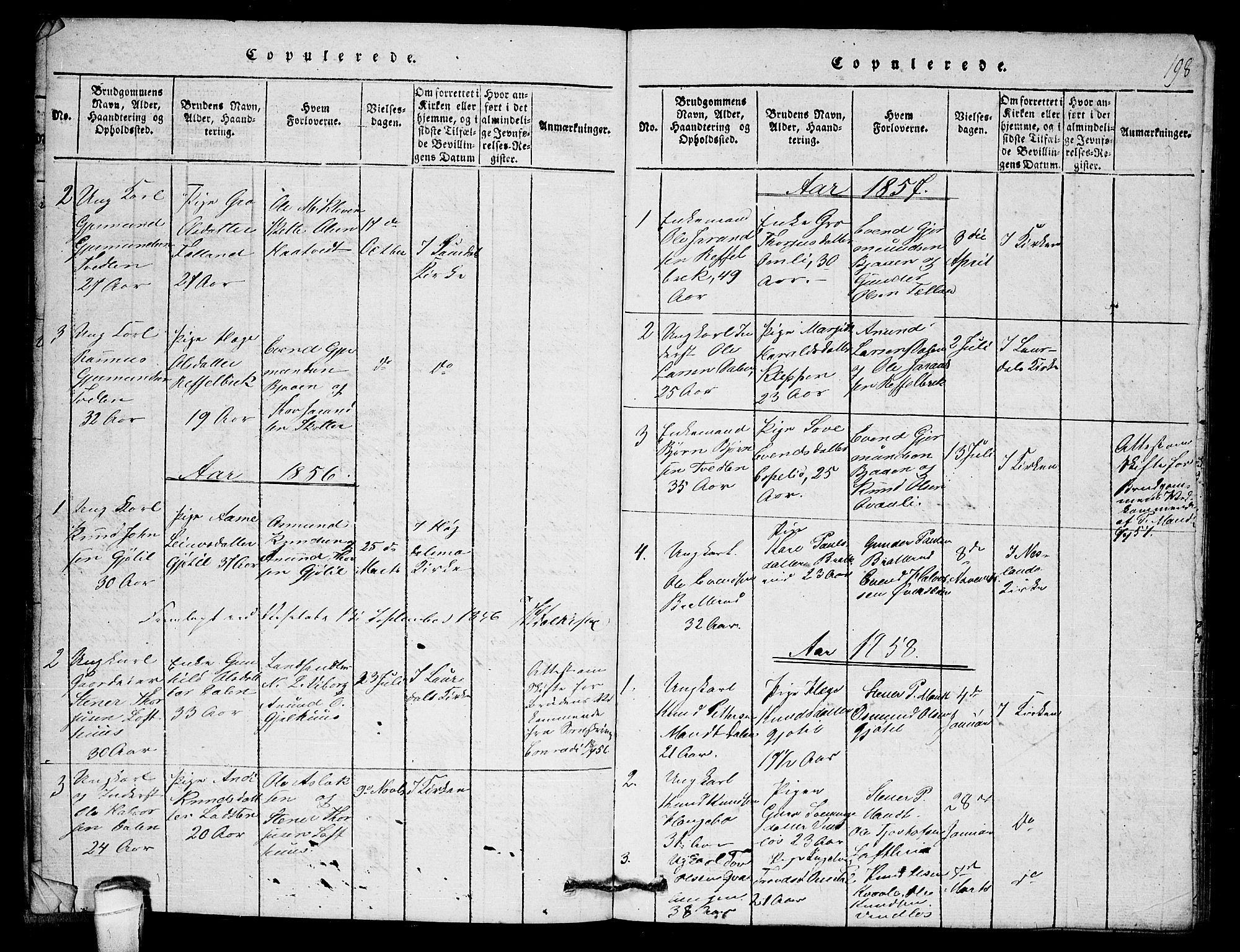 Lårdal kirkebøker, AV/SAKO-A-284/G/Gb/L0001: Klokkerbok nr. II 1, 1815-1865, s. 198