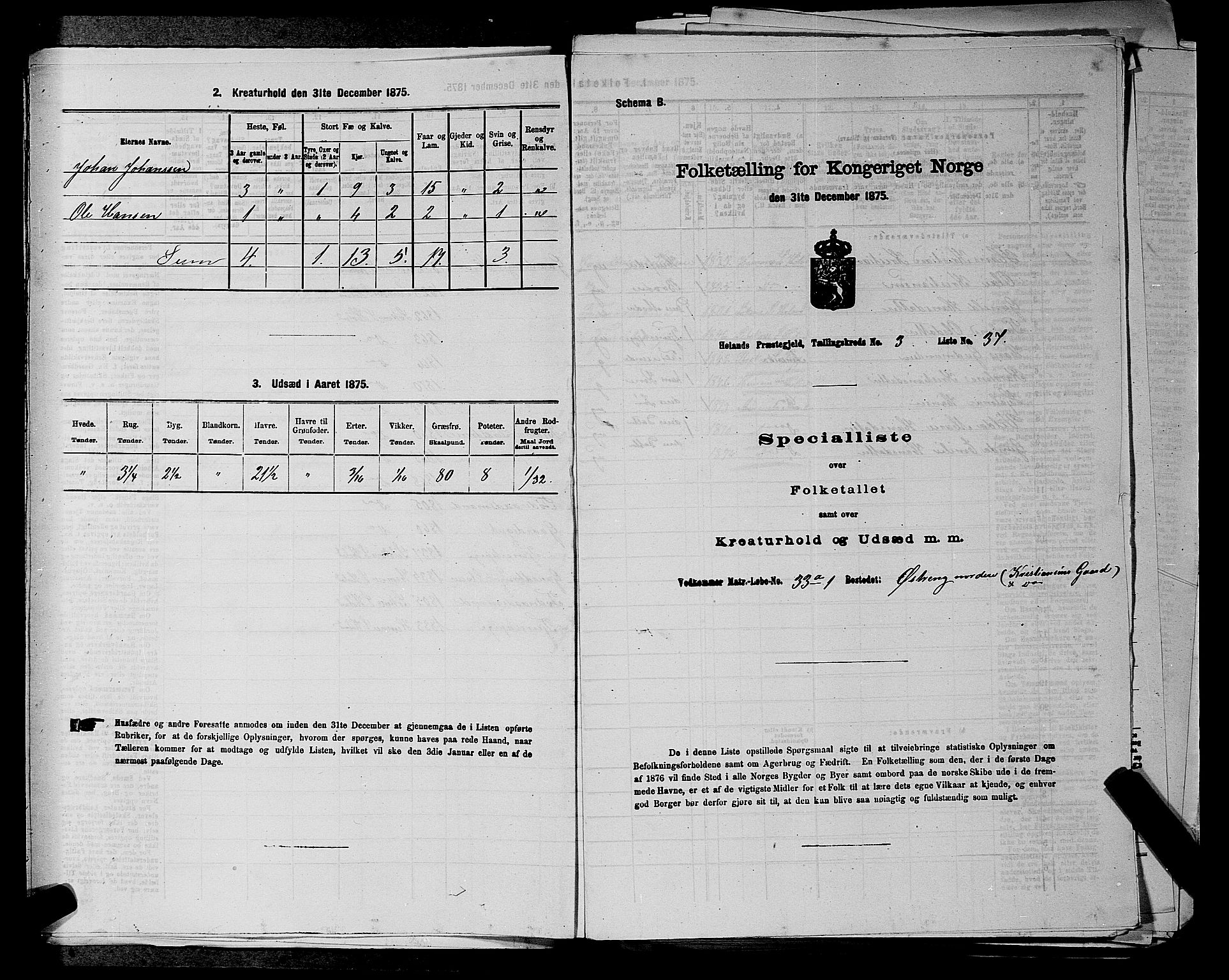 RA, Folketelling 1875 for 0221P Høland prestegjeld, 1875, s. 522