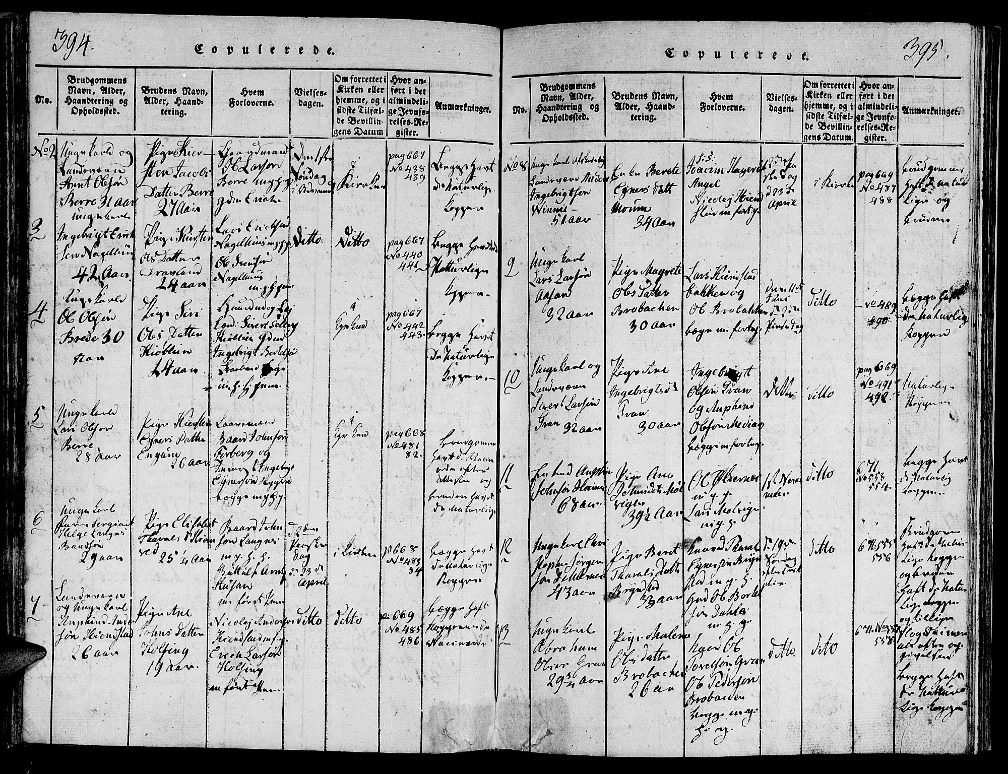Ministerialprotokoller, klokkerbøker og fødselsregistre - Nord-Trøndelag, SAT/A-1458/749/L0479: Klokkerbok nr. 749C01, 1817-1829, s. 394-395