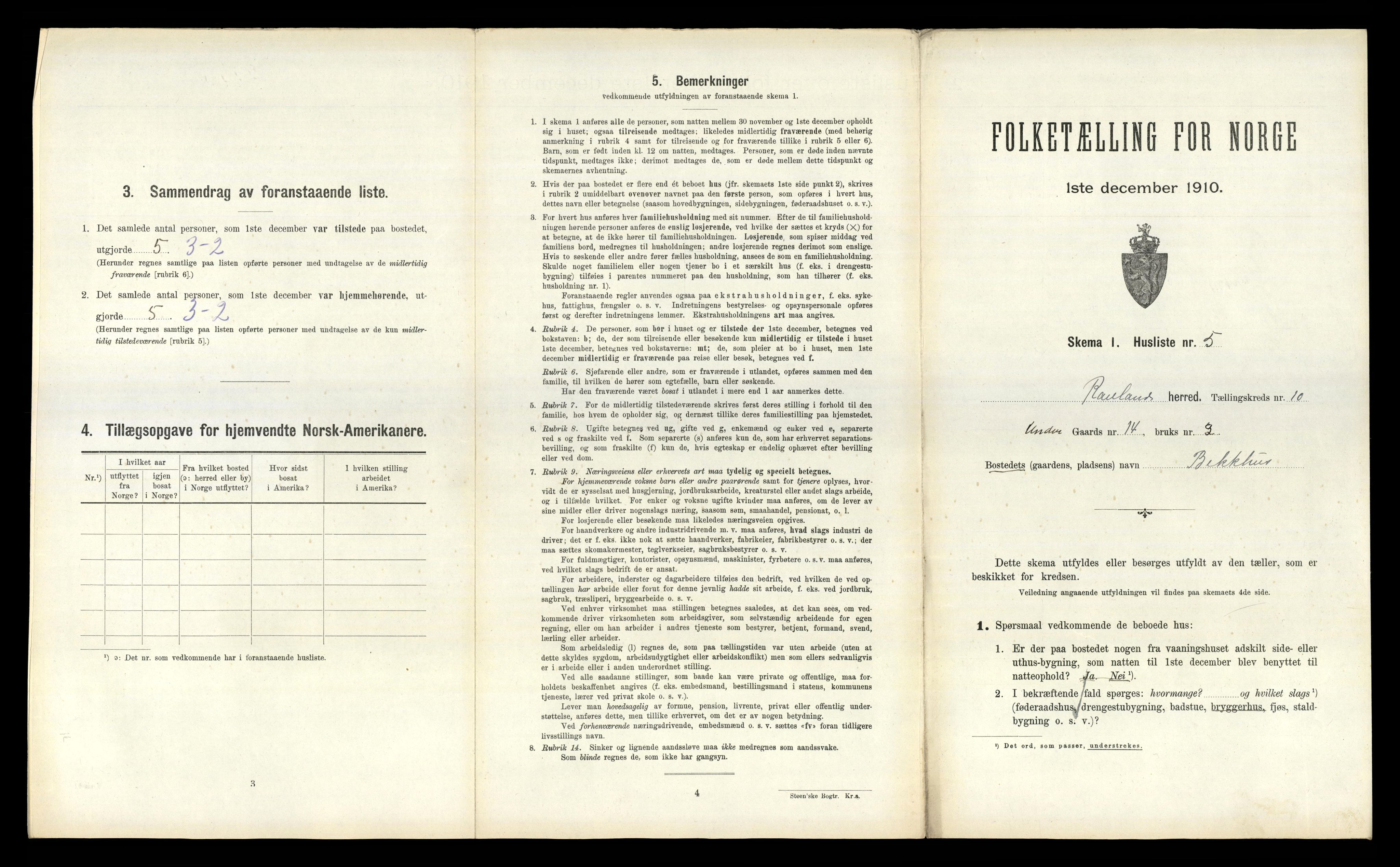 RA, Folketelling 1910 for 0835 Rauland herred, 1910, s. 345