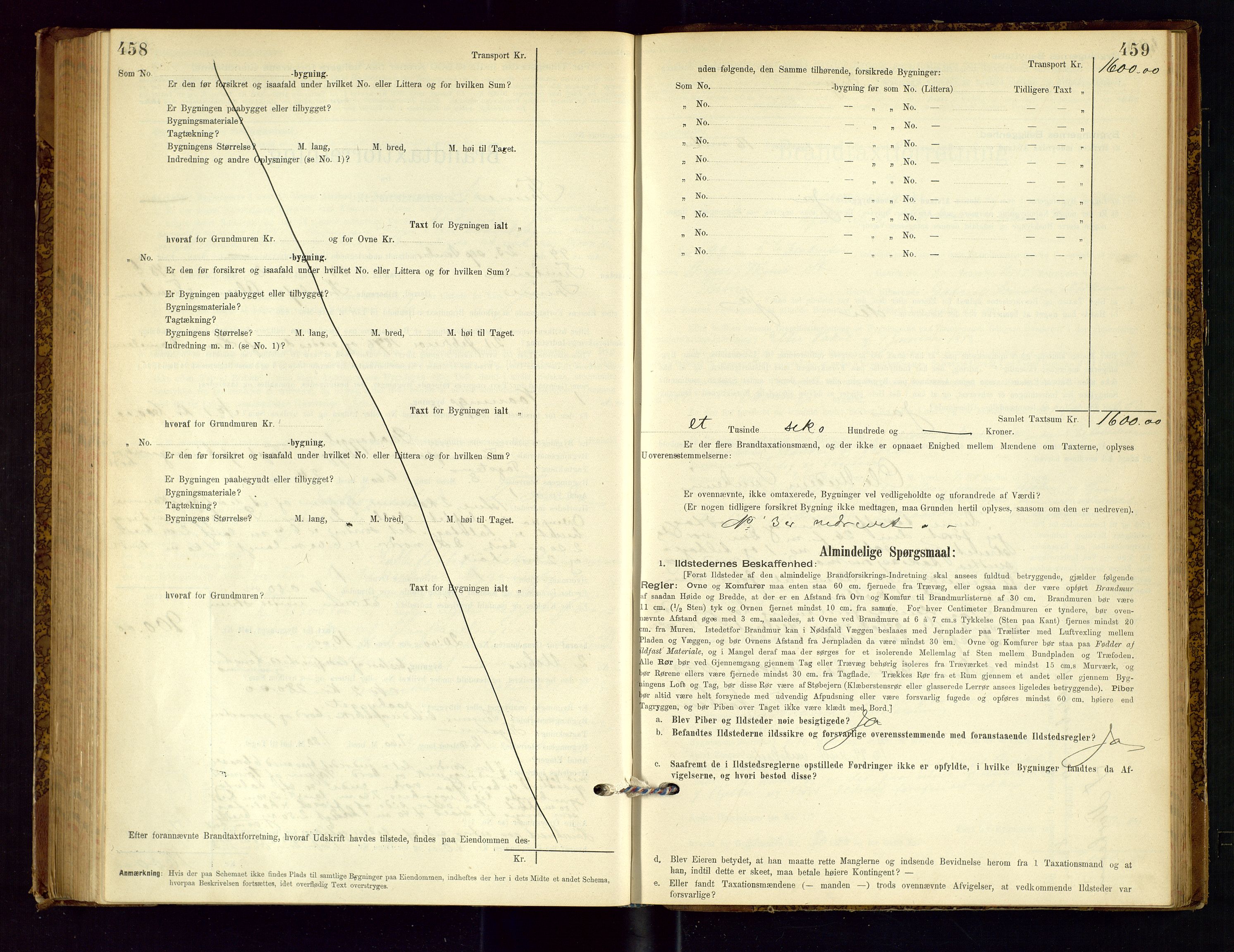 Time lensmannskontor, SAST/A-100420/Gob/L0001: Branntakstprotokoll, 1896-1914, s. 458-459