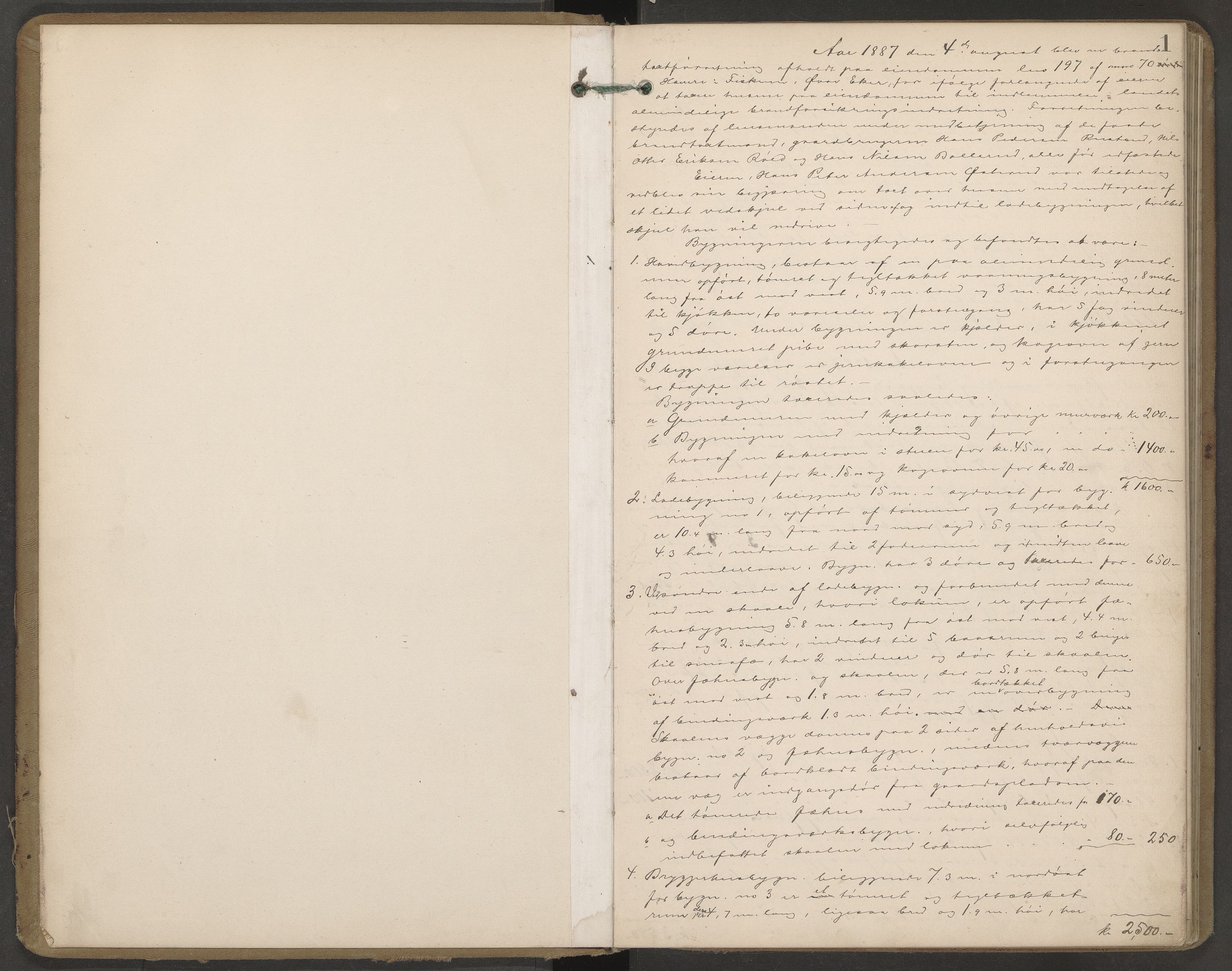 Fiskum lensmannskontor, AV/SAKO-A-531/Y/Yb/Yba/L0001: Brantakstprotokoll, 1887-1920