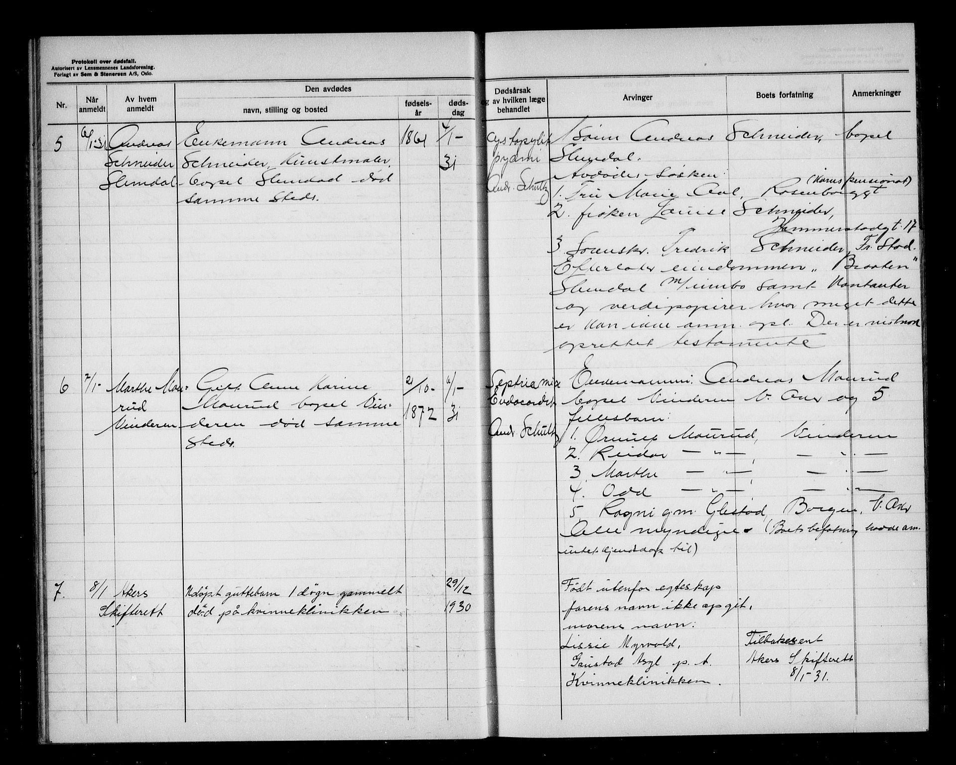 Aker kriminaldommer, skifte- og auksjonsforvalterembete, AV/SAO-A-10452/H/Hb/Hba/Hbab/L0004: Dødsfallsprotokoll for Vestre Aker, 1930-1933