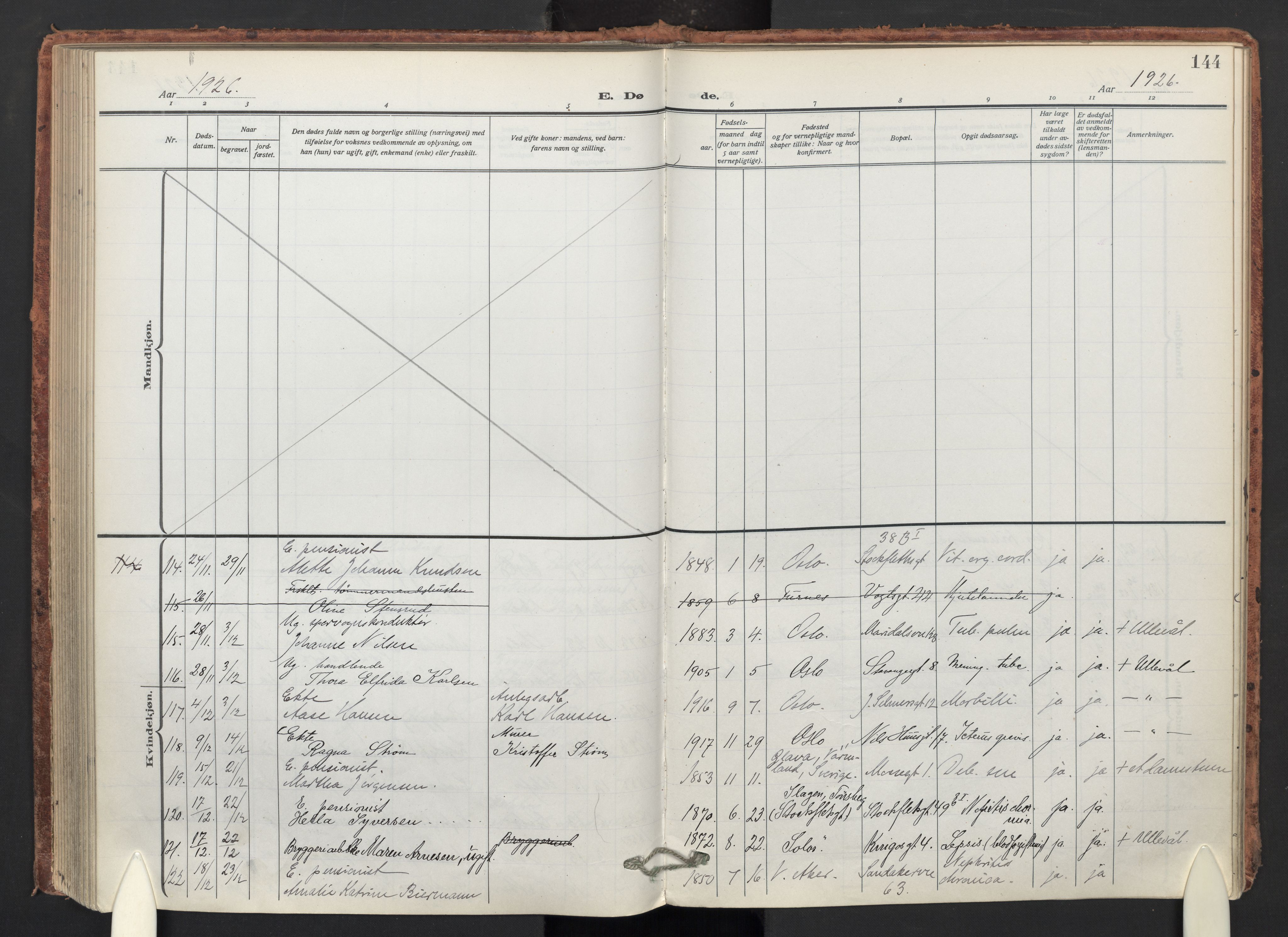 Sagene prestekontor Kirkebøker, AV/SAO-A-10796/F/L0012: Ministerialbok nr. 12, 1916-1938, s. 144