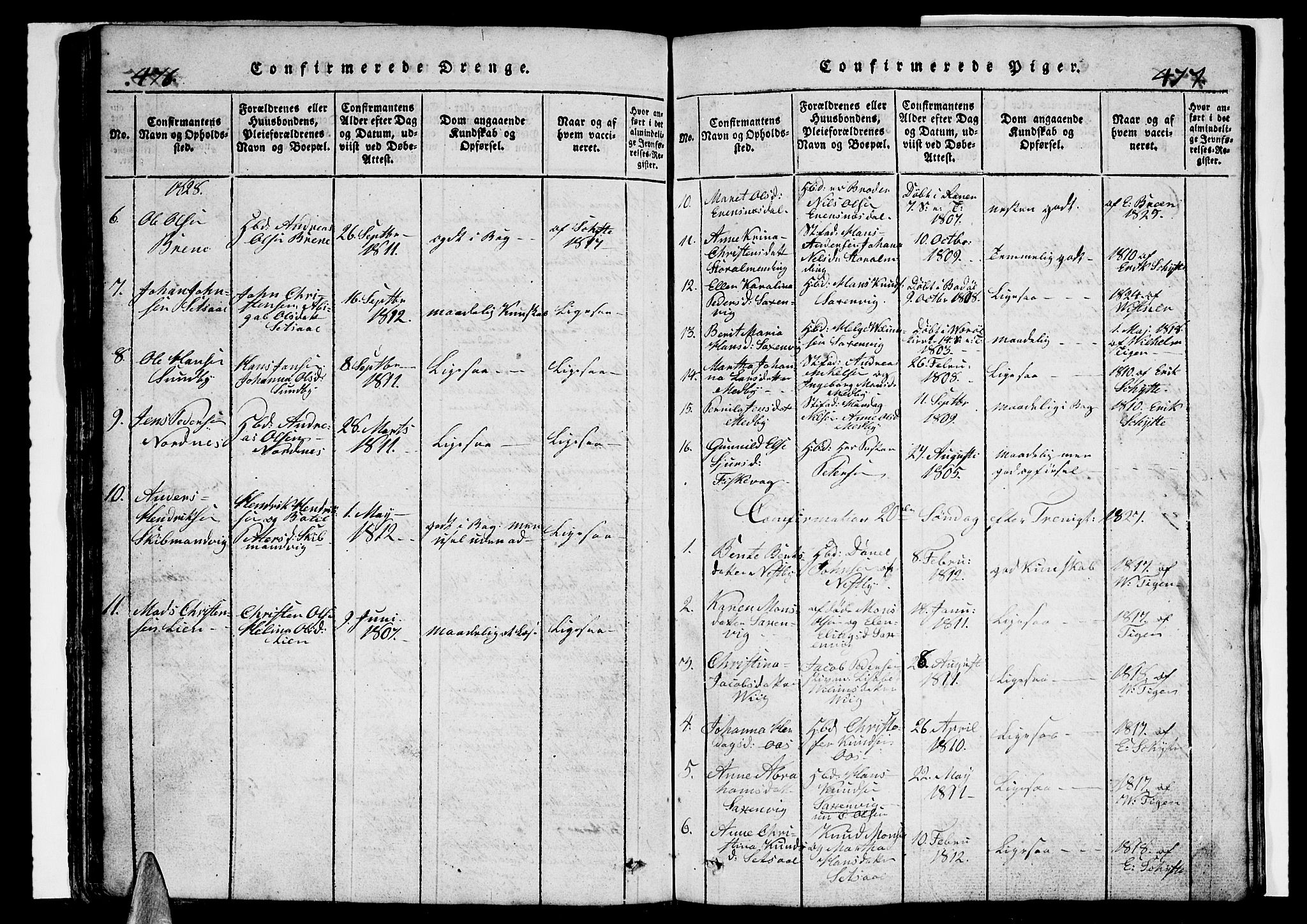 Ministerialprotokoller, klokkerbøker og fødselsregistre - Nordland, AV/SAT-A-1459/847/L0676: Klokkerbok nr. 847C04, 1821-1853, s. 476-477