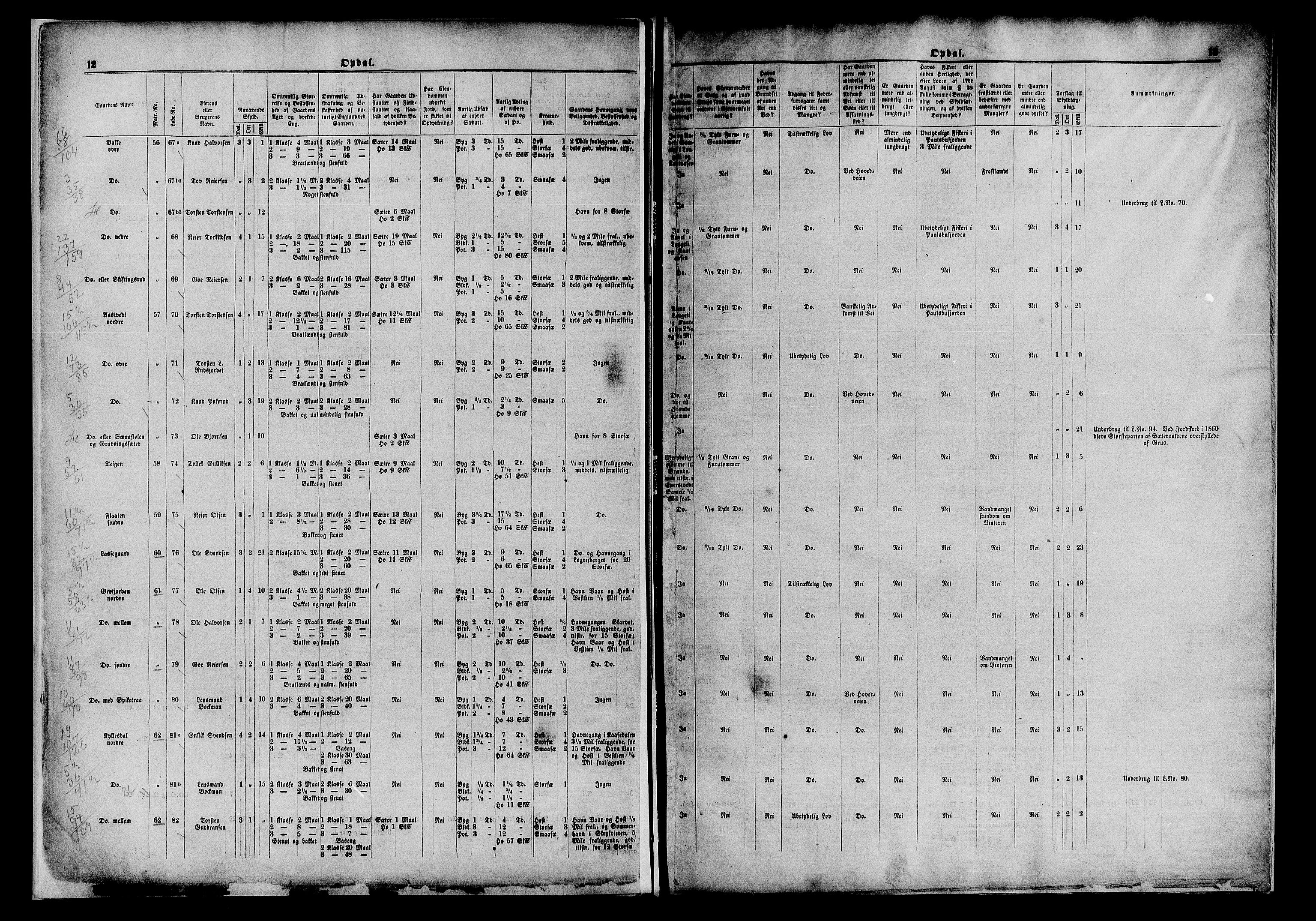 Matrikkelrevisjonen av 1863, AV/RA-S-1530/F/Fe/L0106/0002: Nore (Uvdal) / II. Med endringer av Herredskommisjonen, 1863