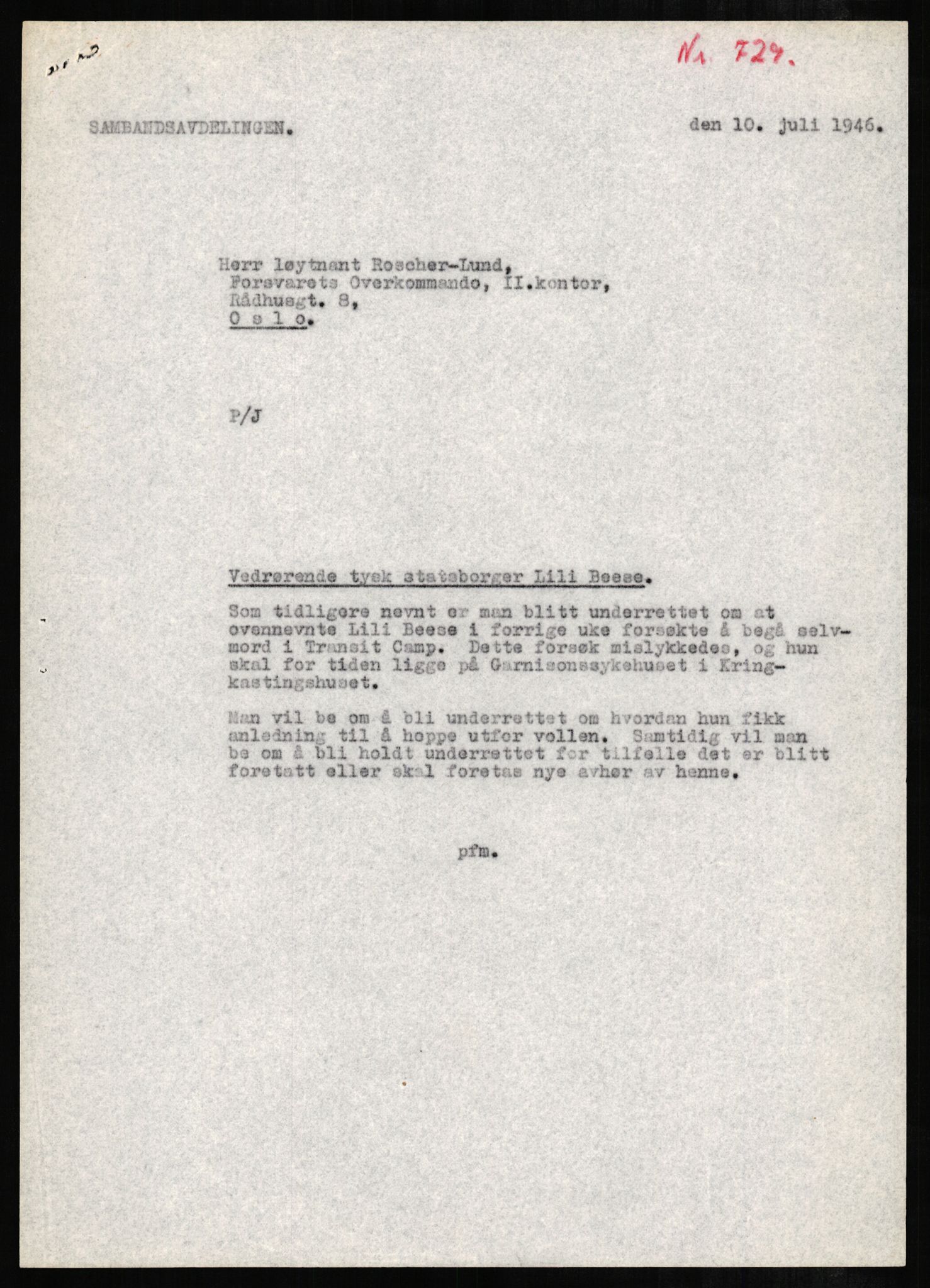 Forsvaret, Forsvarets overkommando II, RA/RAFA-3915/D/Db/L0002: CI Questionaires. Tyske okkupasjonsstyrker i Norge. Tyskere., 1945-1946, s. 423