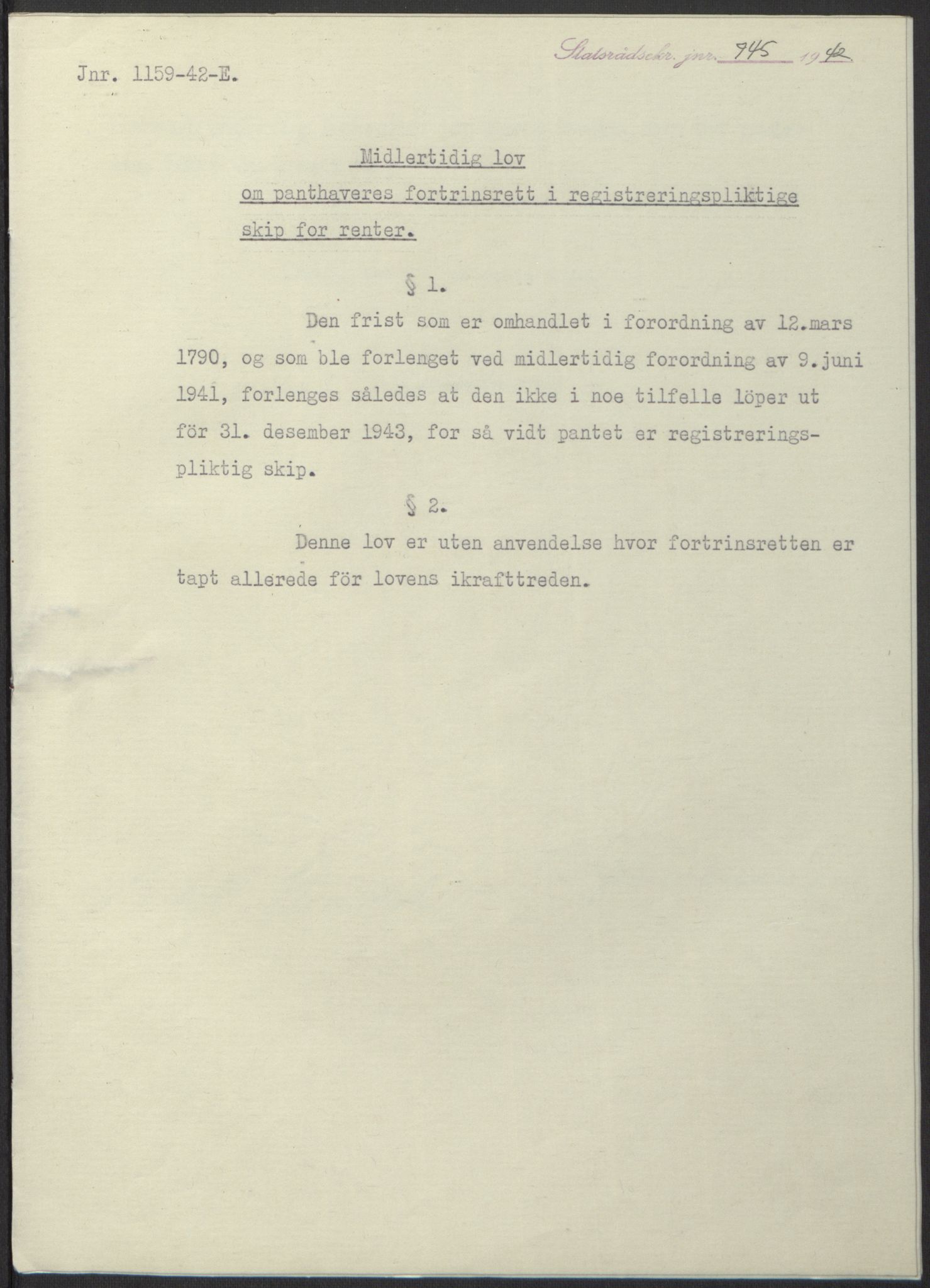 NS-administrasjonen 1940-1945 (Statsrådsekretariatet, de kommisariske statsråder mm), RA/S-4279/D/Db/L0098: Lover II, 1942, s. 510