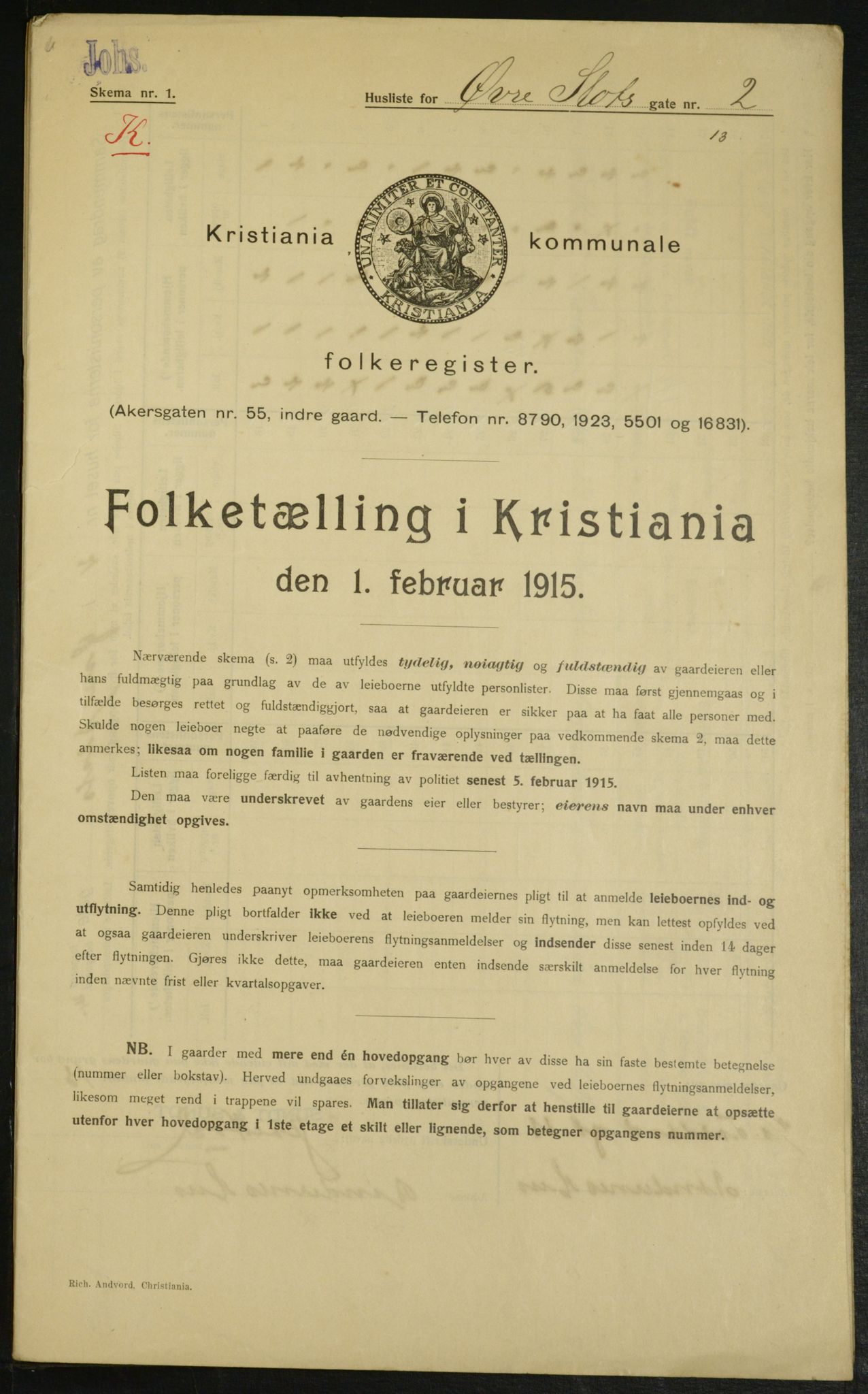 OBA, Kommunal folketelling 1.2.1915 for Kristiania, 1915, s. 130481