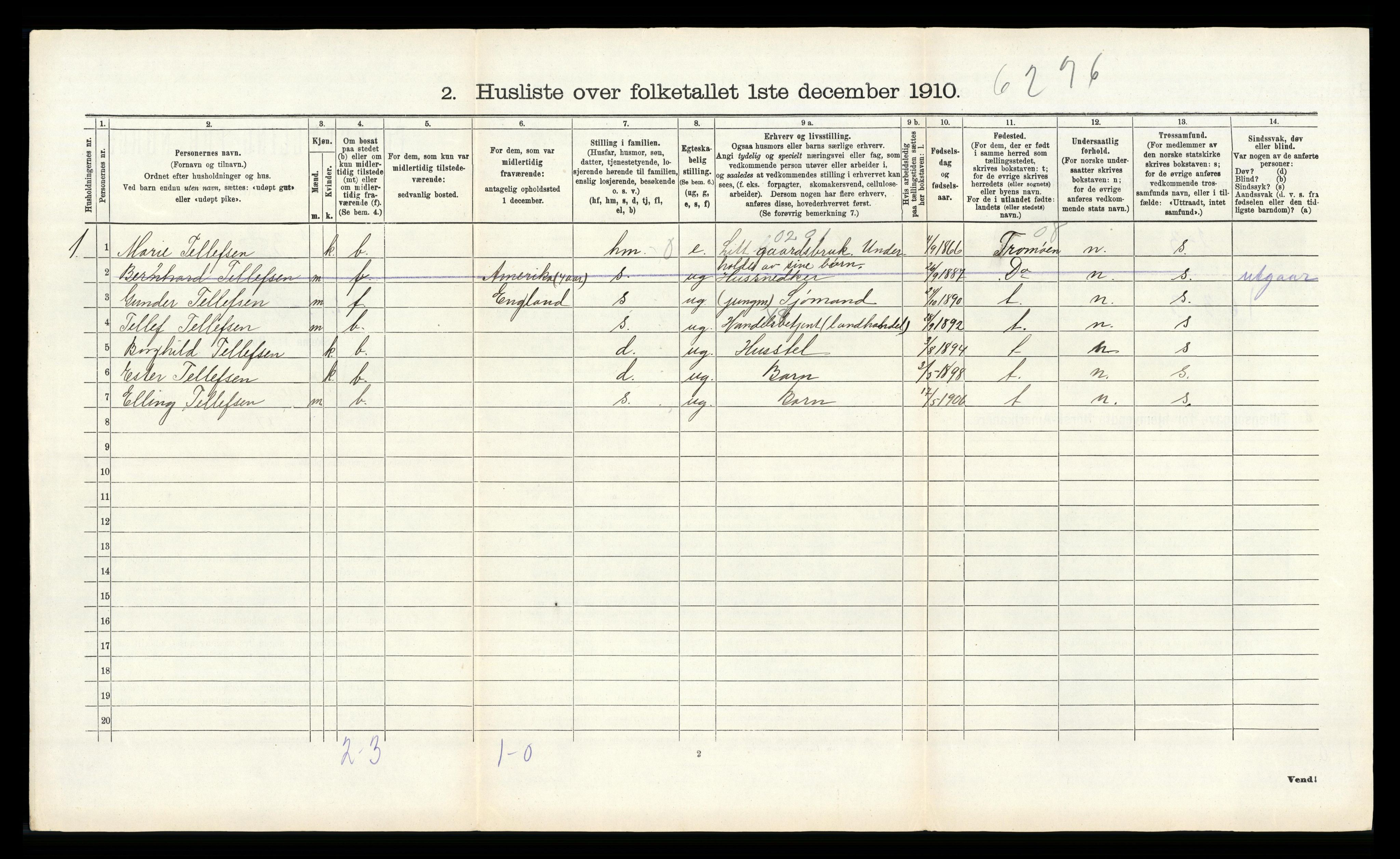 RA, Folketelling 1910 for 0923 Fjære herred, 1910, s. 1800