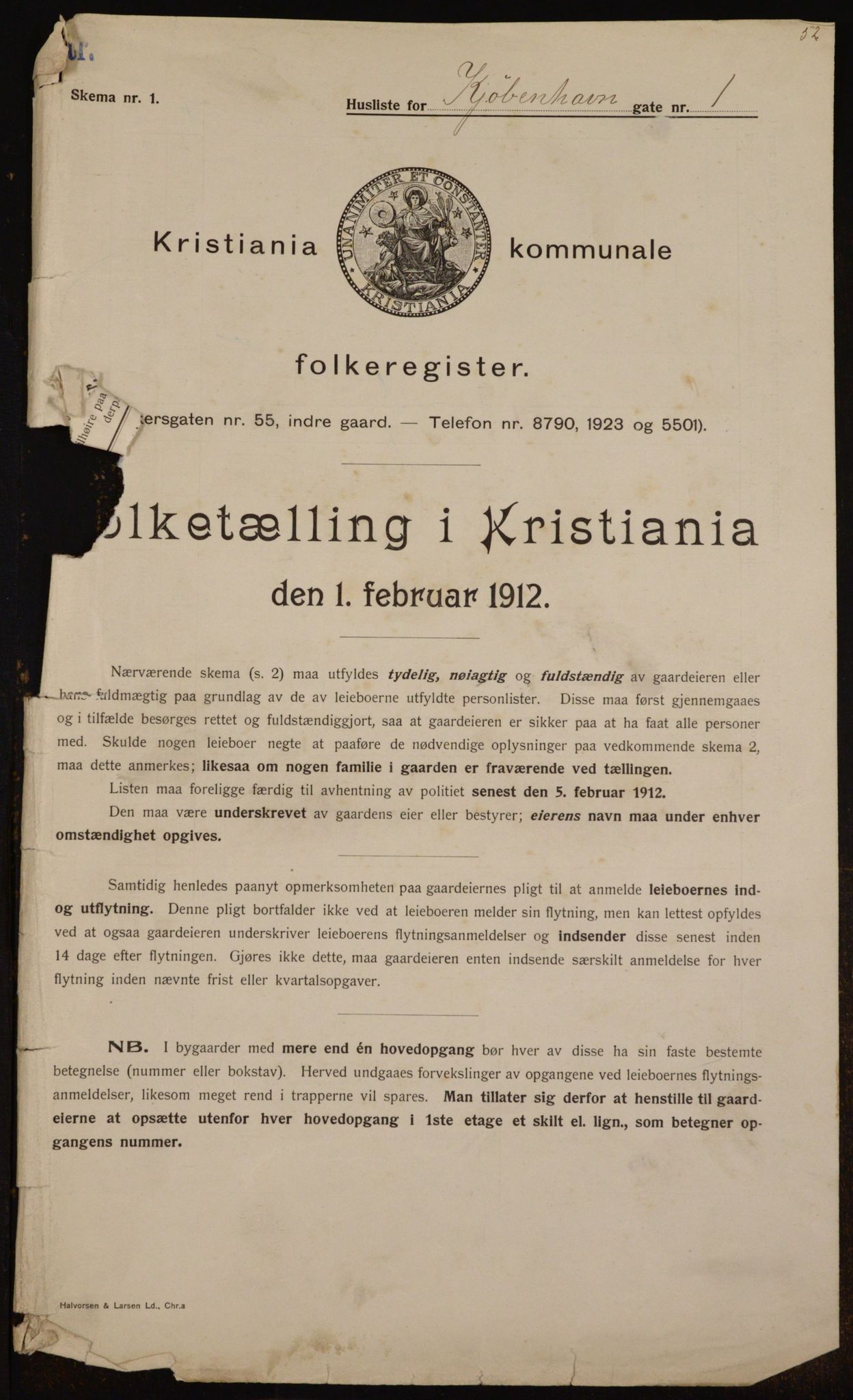 OBA, Kommunal folketelling 1.2.1912 for Kristiania, 1912, s. 55258