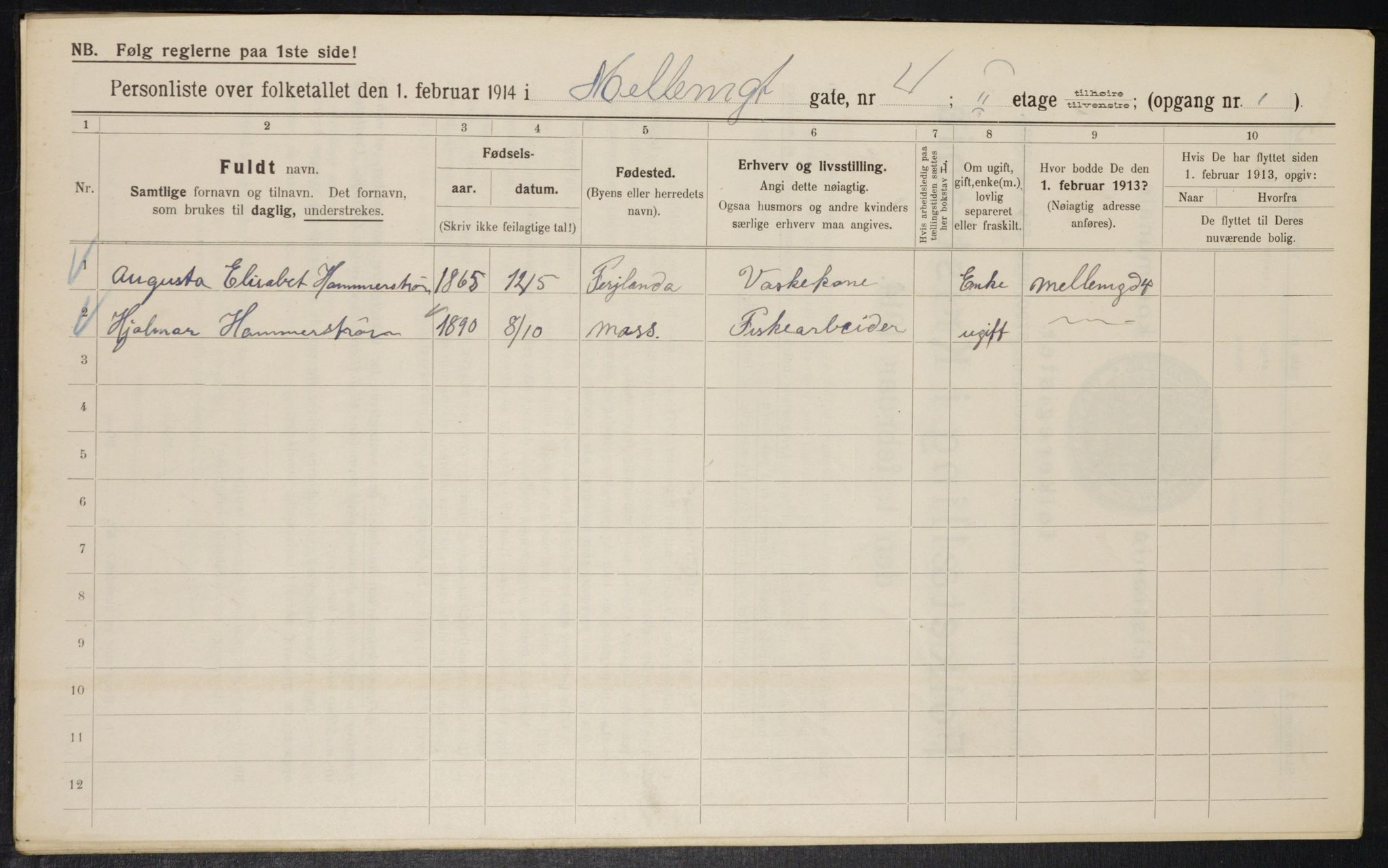 OBA, Kommunal folketelling 1.2.1914 for Kristiania, 1914, s. 65006