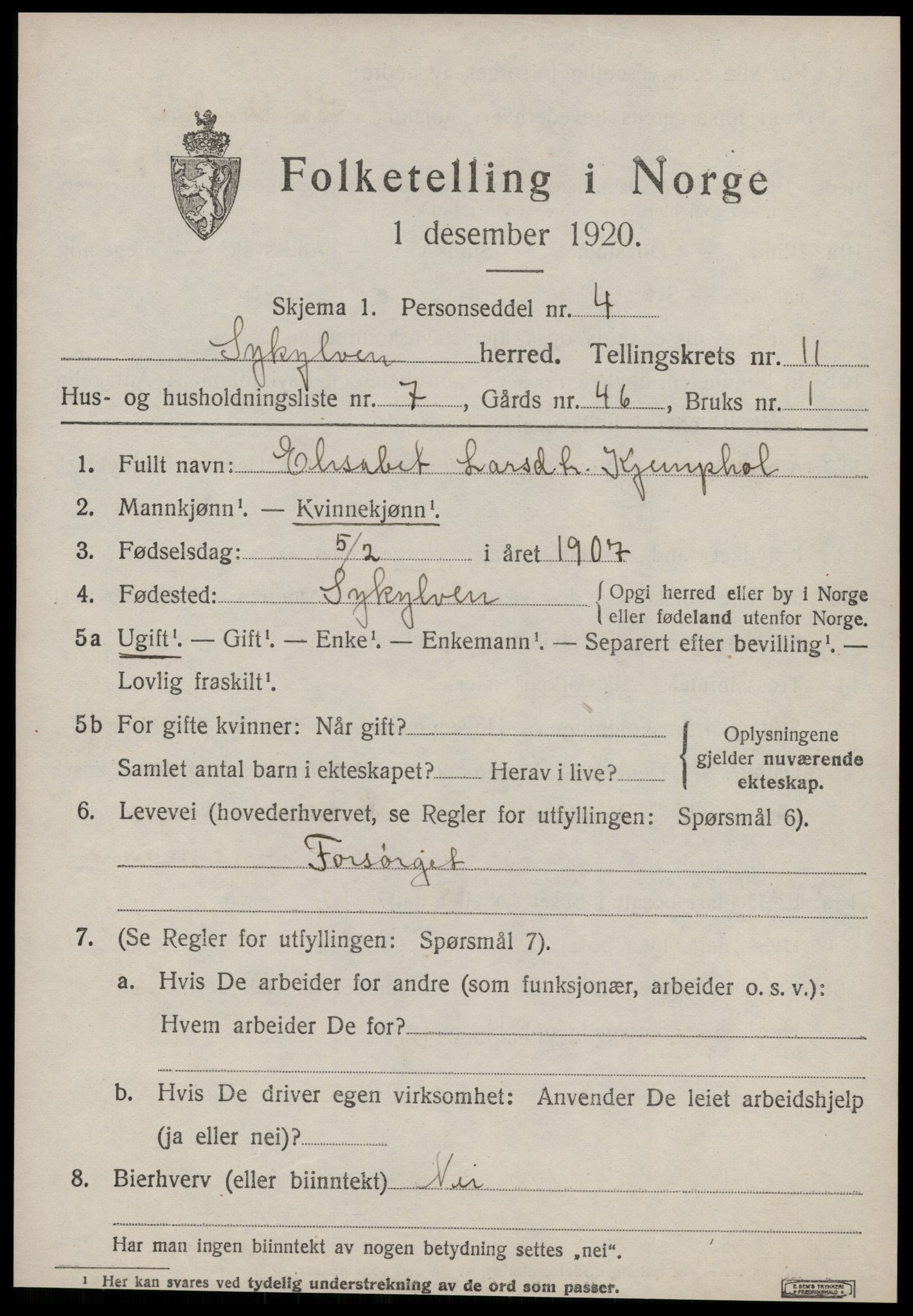 SAT, Folketelling 1920 for 1528 Sykkylven herred, 1920, s. 5477