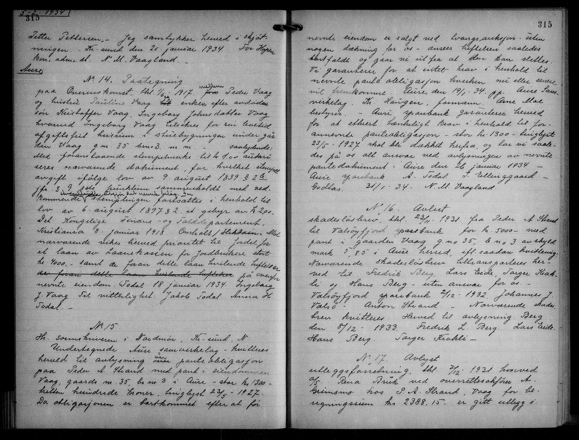 Nordmøre sorenskriveri, AV/SAT-A-4132/1/2/2Ca/L0078: Pantebok nr. 68, 1933-1934, Tingl.dato: 05.02.1934