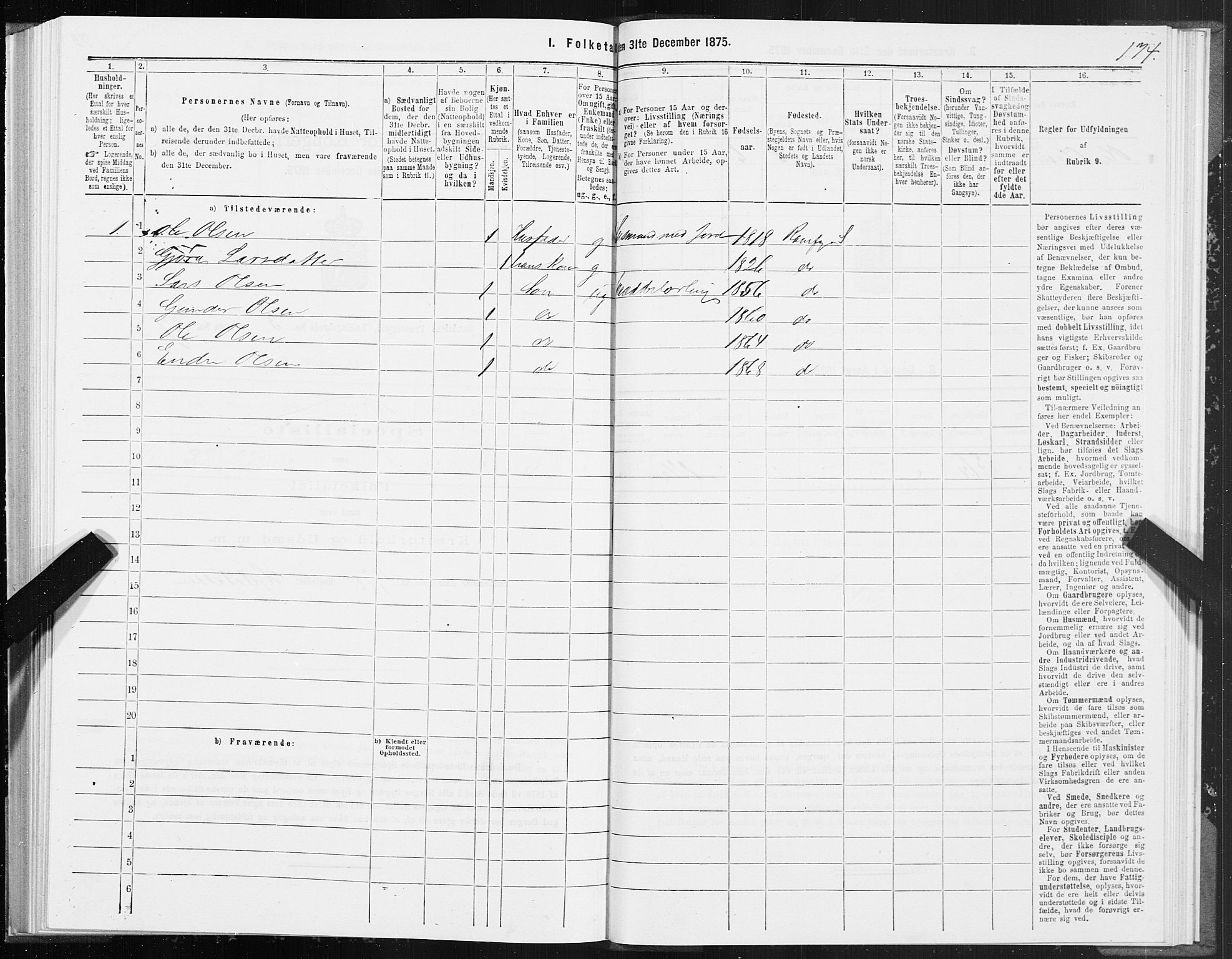 SAT, Folketelling 1875 for 1563P Sunndal prestegjeld, 1875, s. 1174