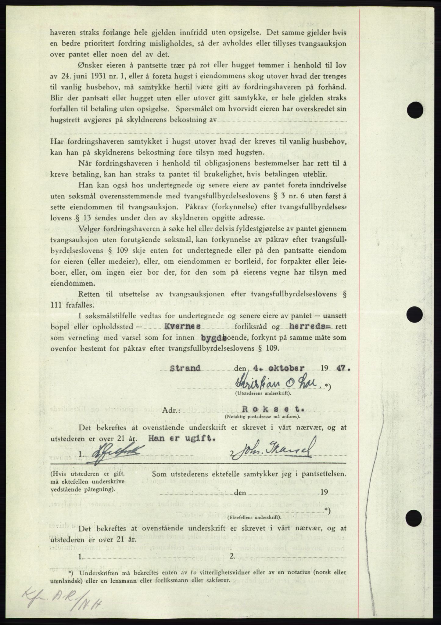 Nordmøre sorenskriveri, AV/SAT-A-4132/1/2/2Ca: Pantebok nr. B97, 1947-1948, Dagboknr: 2322/1947