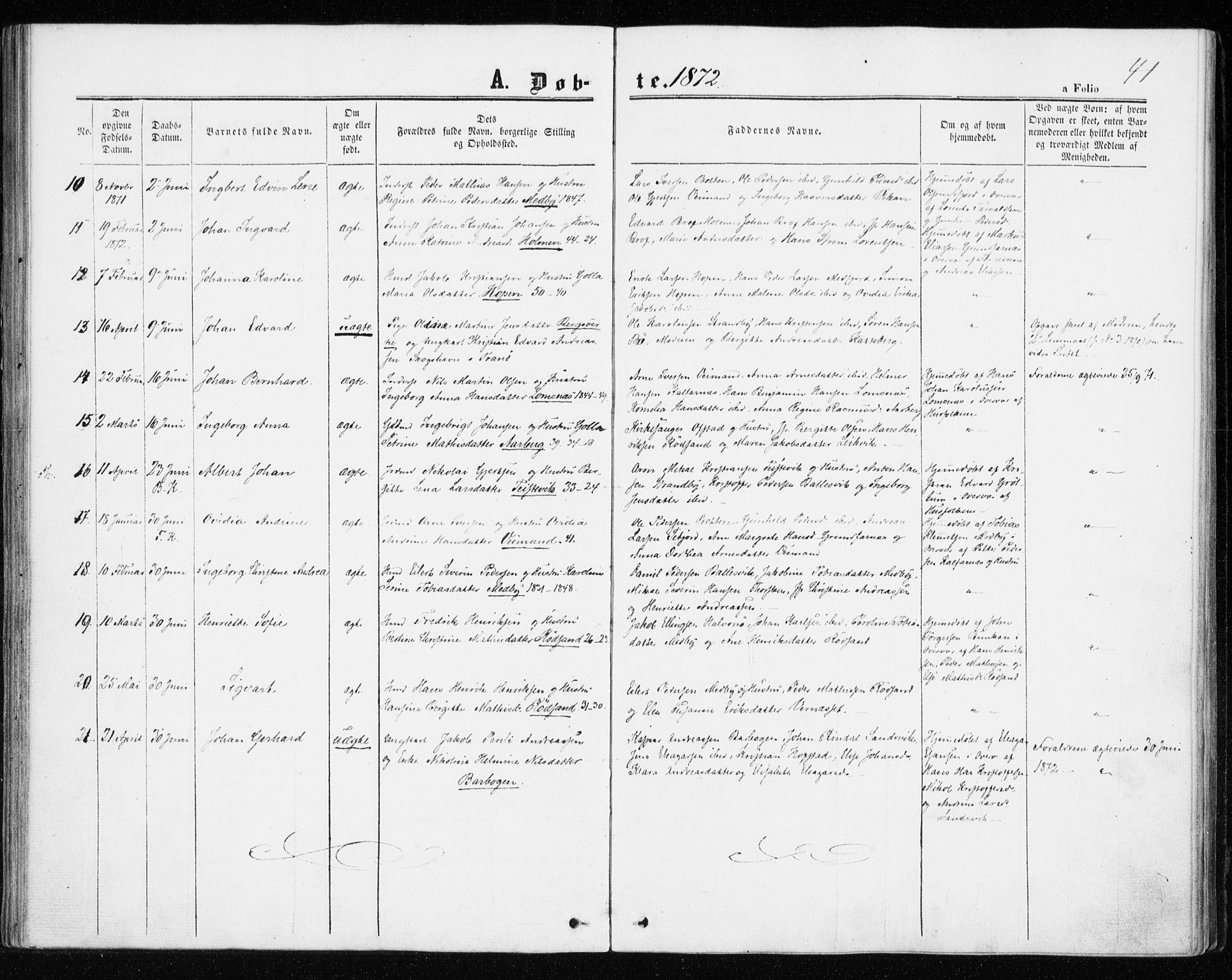 Berg sokneprestkontor, AV/SATØ-S-1318/G/Ga/Gaa/L0002kirke: Ministerialbok nr. 2, 1860-1872, s. 41