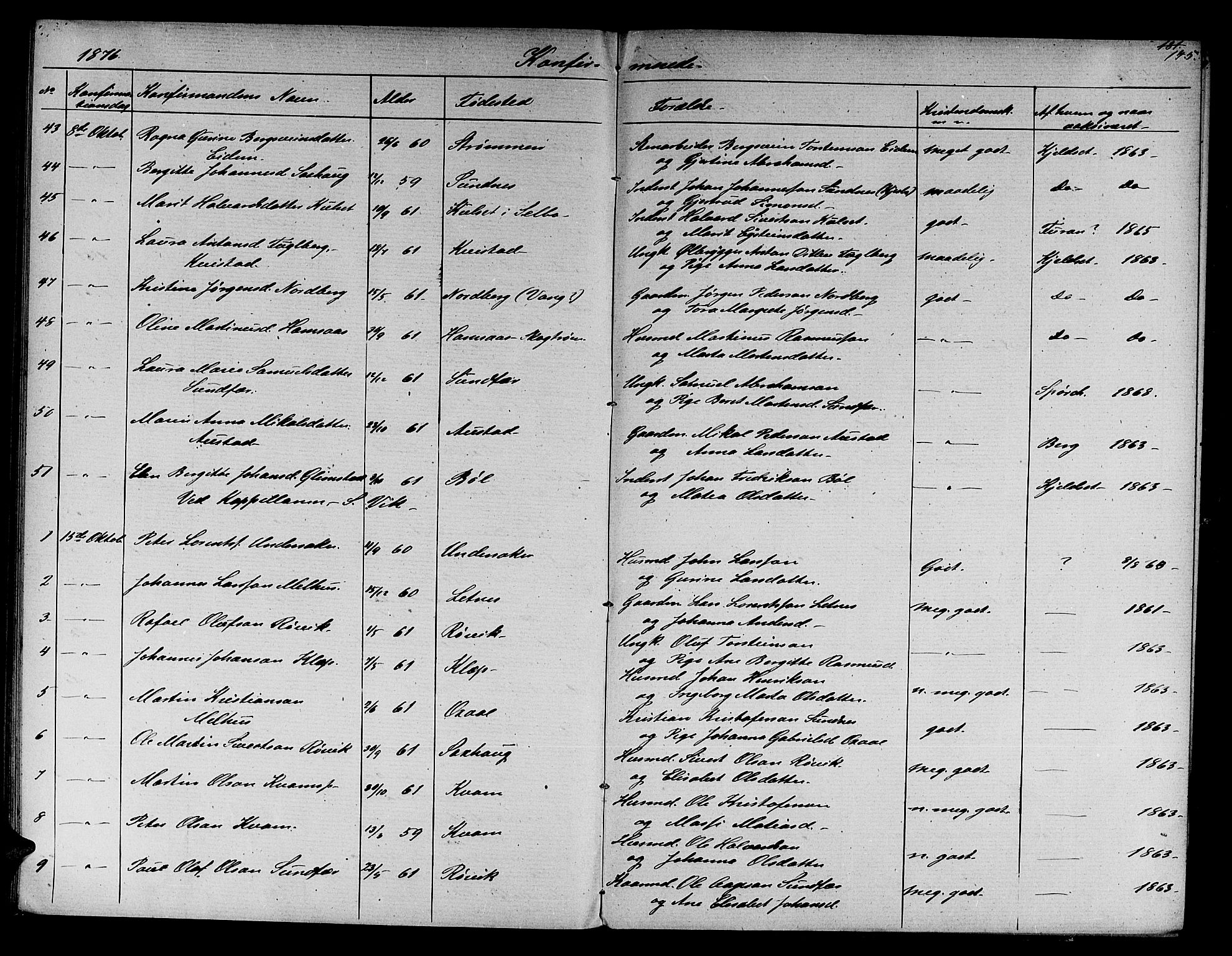 Ministerialprotokoller, klokkerbøker og fødselsregistre - Nord-Trøndelag, SAT/A-1458/730/L0300: Klokkerbok nr. 730C03, 1872-1879, s. 145