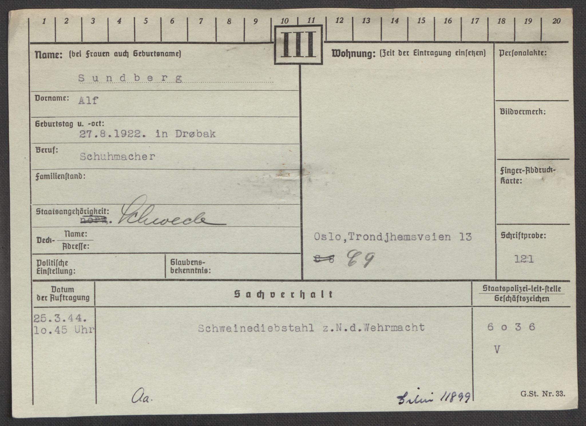 Befehlshaber der Sicherheitspolizei und des SD, RA/RAFA-5969/E/Ea/Eaa/L0009: Register over norske fanger i Møllergata 19: Ru-Sy, 1940-1945, s. 1428