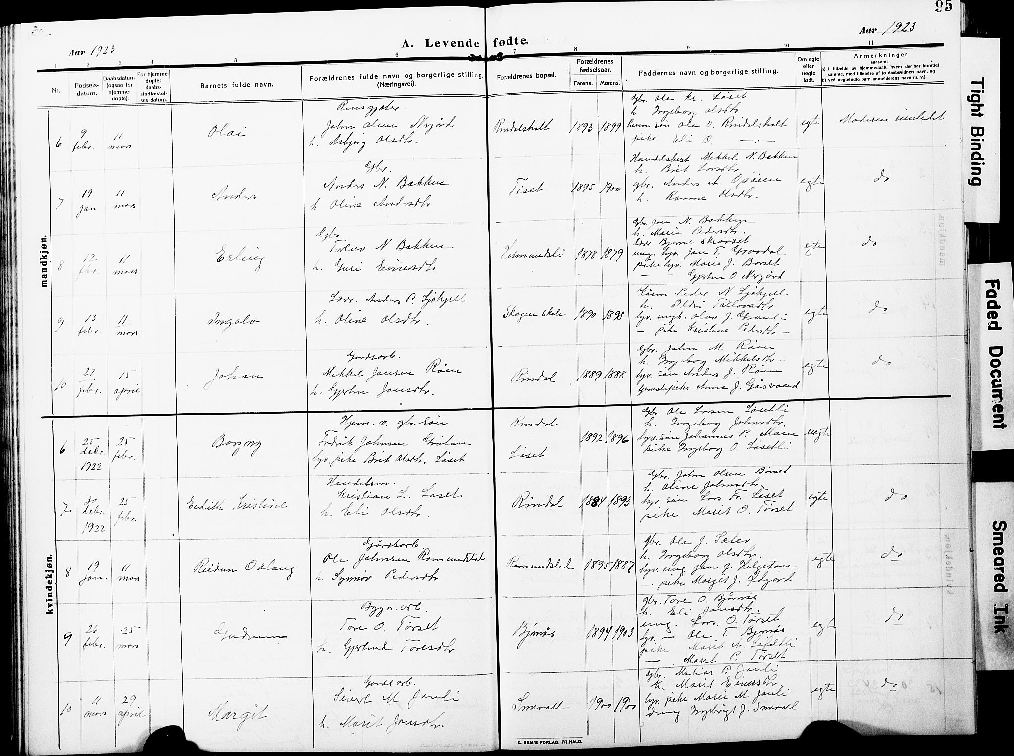 Ministerialprotokoller, klokkerbøker og fødselsregistre - Møre og Romsdal, AV/SAT-A-1454/598/L1079: Klokkerbok nr. 598C04, 1909-1927, s. 95