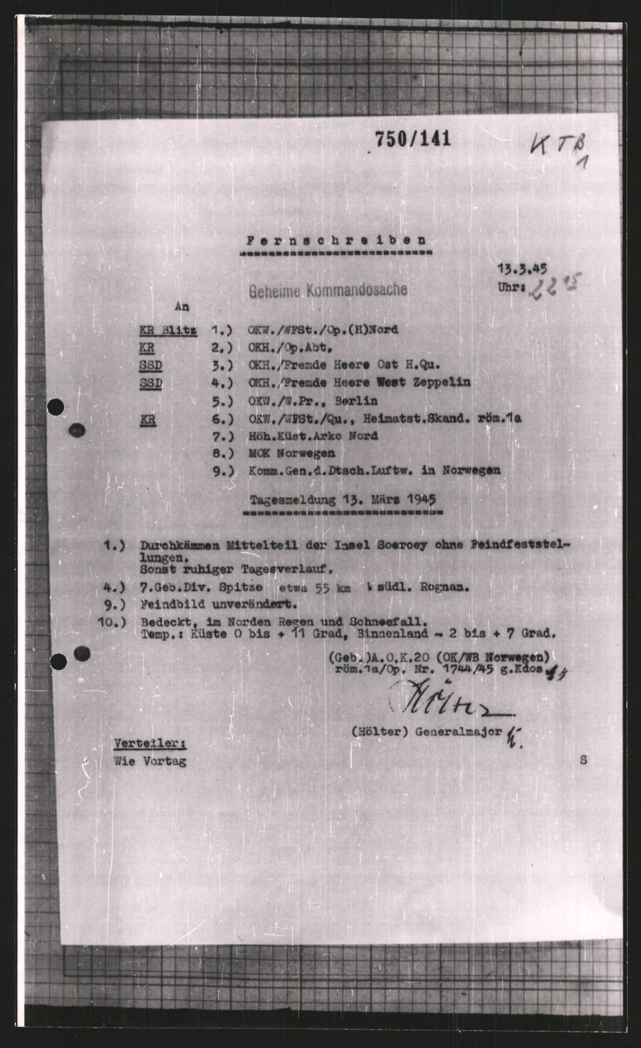 Forsvarets Overkommando. 2 kontor. Arkiv 11.4. Spredte tyske arkivsaker, AV/RA-RAFA-7031/D/Dar/Dara/L0008: Krigsdagbøker for 20. Gebirgs-Armee-Oberkommando (AOK 20), 1945, s. 415