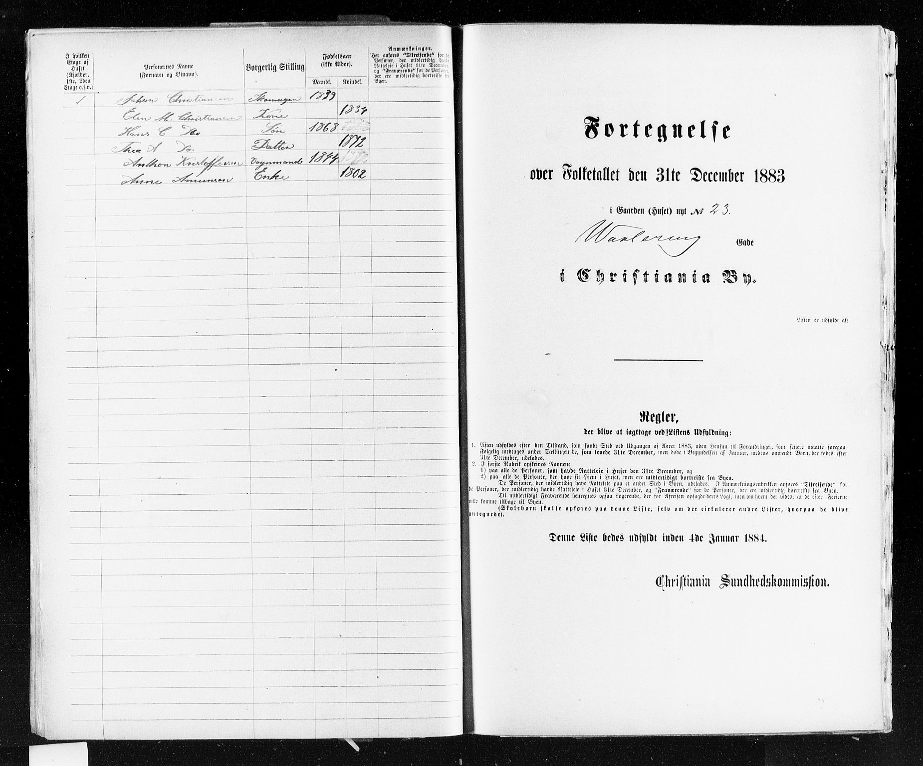 OBA, Kommunal folketelling 31.12.1883 for Kristiania kjøpstad, 1883, s. 5227