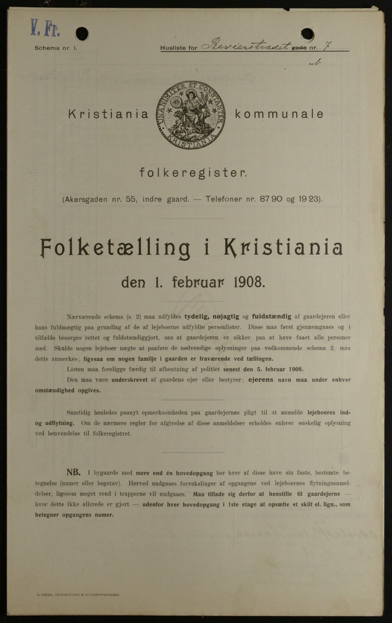 OBA, Kommunal folketelling 1.2.1908 for Kristiania kjøpstad, 1908, s. 74533