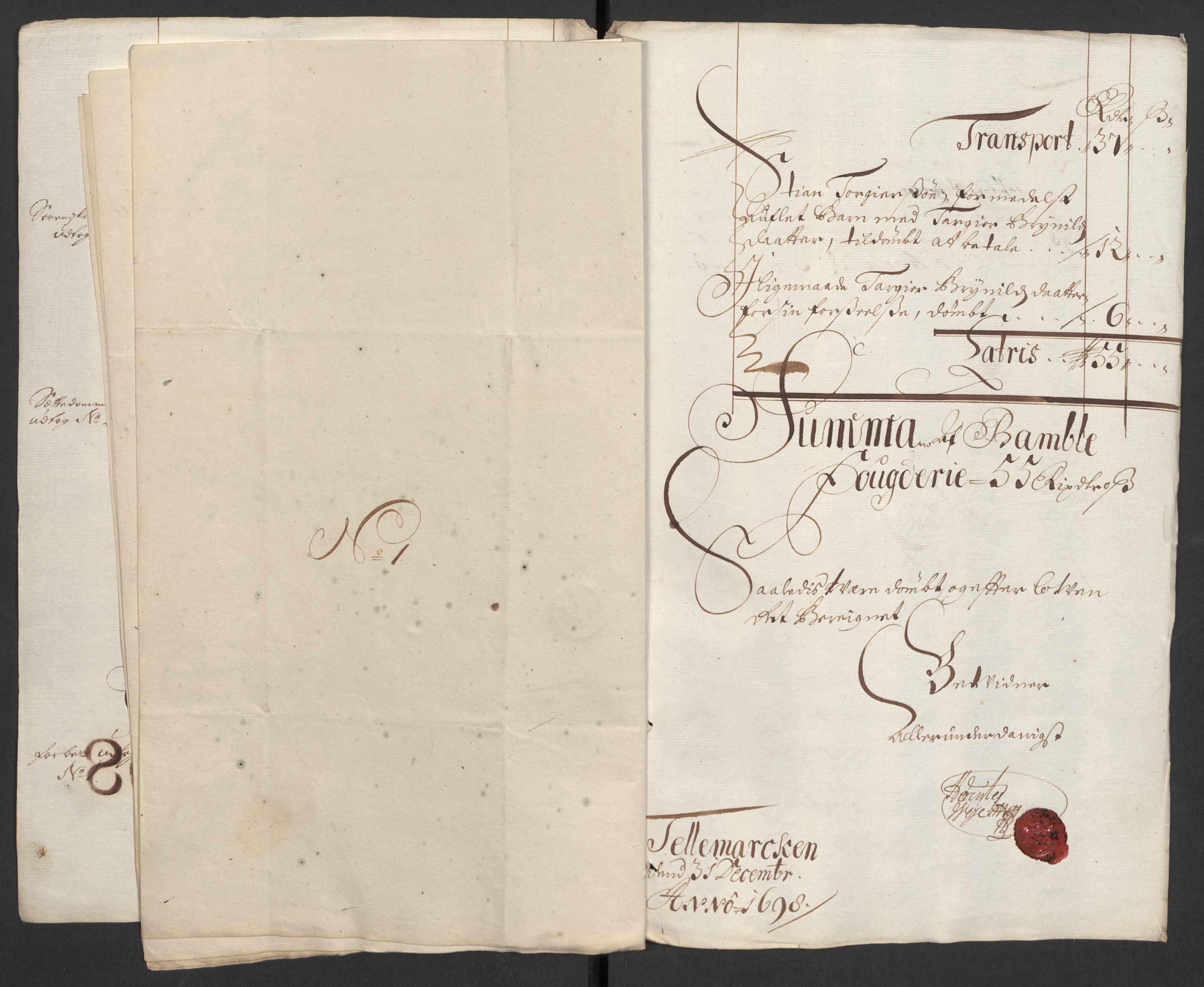 Rentekammeret inntil 1814, Reviderte regnskaper, Fogderegnskap, AV/RA-EA-4092/R36/L2099: Fogderegnskap Øvre og Nedre Telemark og Bamble, 1698, s. 45