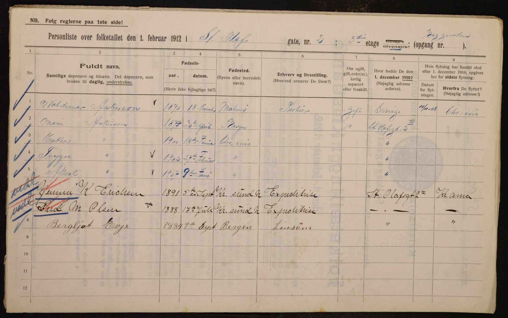 OBA, Kommunal folketelling 1.2.1912 for Kristiania, 1912, s. 88202