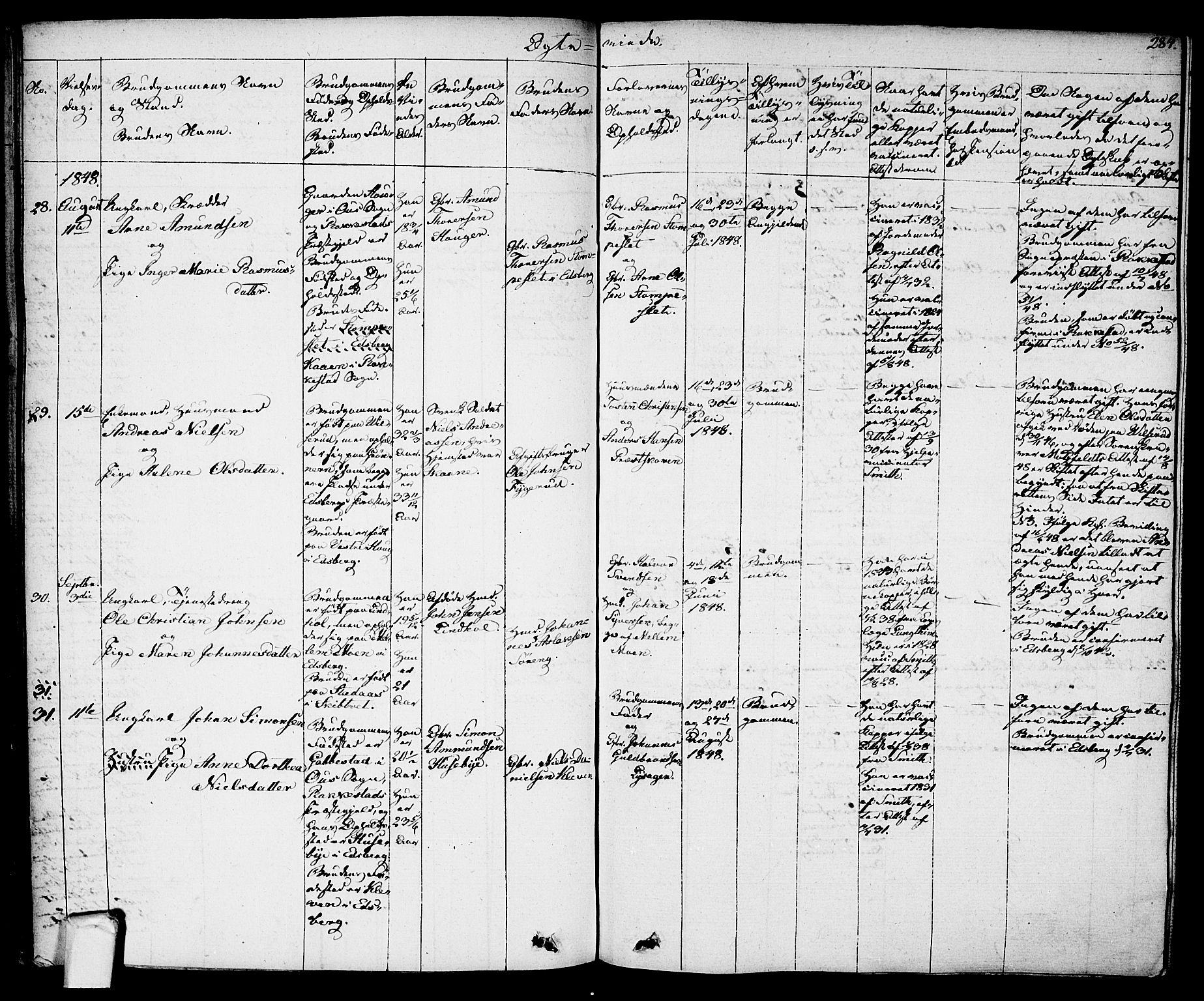 Eidsberg prestekontor Kirkebøker, AV/SAO-A-10905/F/Fa/L0008: Ministerialbok nr. I 8, 1832-1848, s. 284